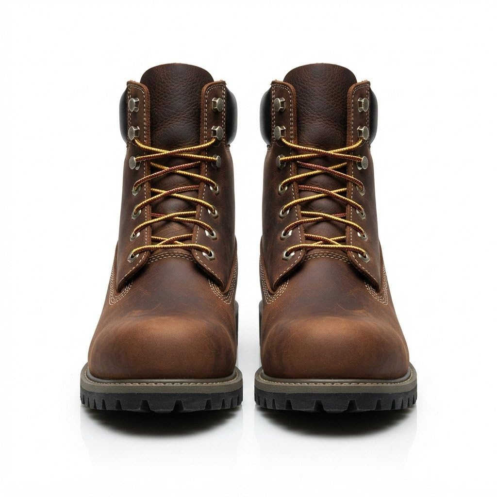 costoso italiano Men’s Brown Leather Lace-Up Boots | Premium Ankle Length Outdoor Boots for Men | Rugged Casual Shoes with Cushioned Collar & Heavy-Duty Sole | Stylish Boots for Jeans, Travel, Biking-picture-51