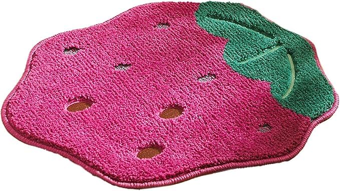 Image of Super Soft Shaggy Bath Mat Anti Skid Cute Absorbent Kids Small Bath Mat Cartoon Fruit Bathroom Rug Non Slip, Cute Bathroom Floor Mat for Home Decor (60 x 40 Cm) (Grape)
