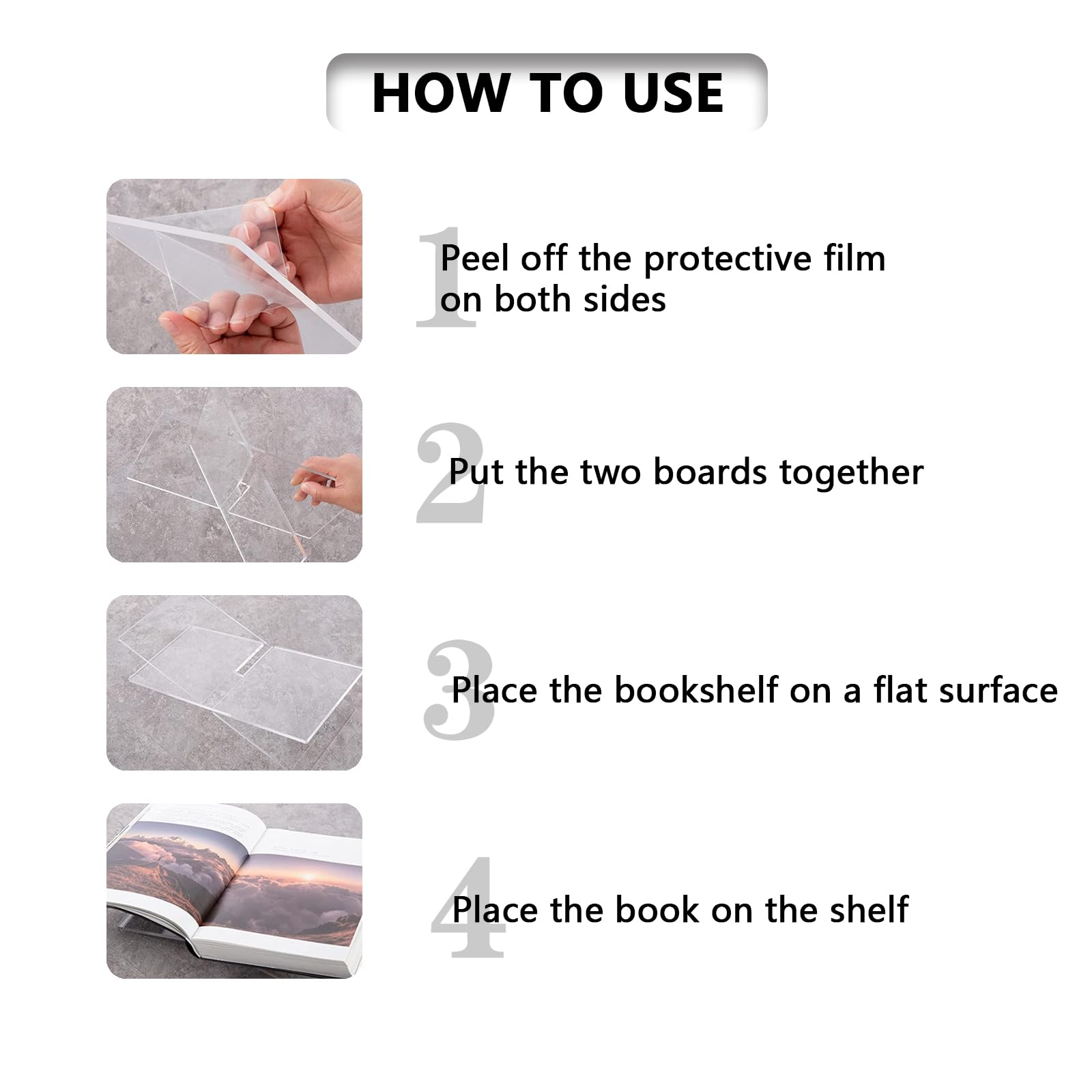 EULAPGOE Acrylic Book Stand Clear Book Holder, Recipe Book Stand, Cross Frame Acrylic Book Holder for Books Newspaper - Image 3
