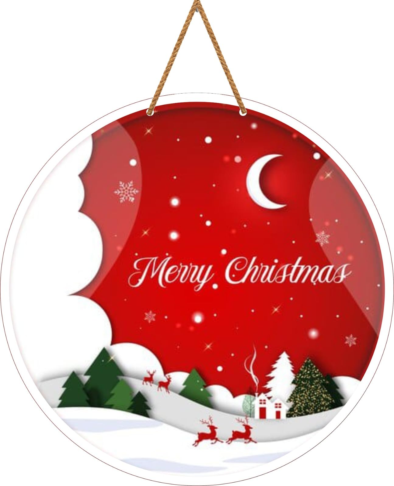 Webelkart Feliz Navidad impresa para colgar en la pared/puerta para el hogar y decoración de Navidad, artículos de regalo de Año Nuevo (10 pulgadas) (Diseño-2)