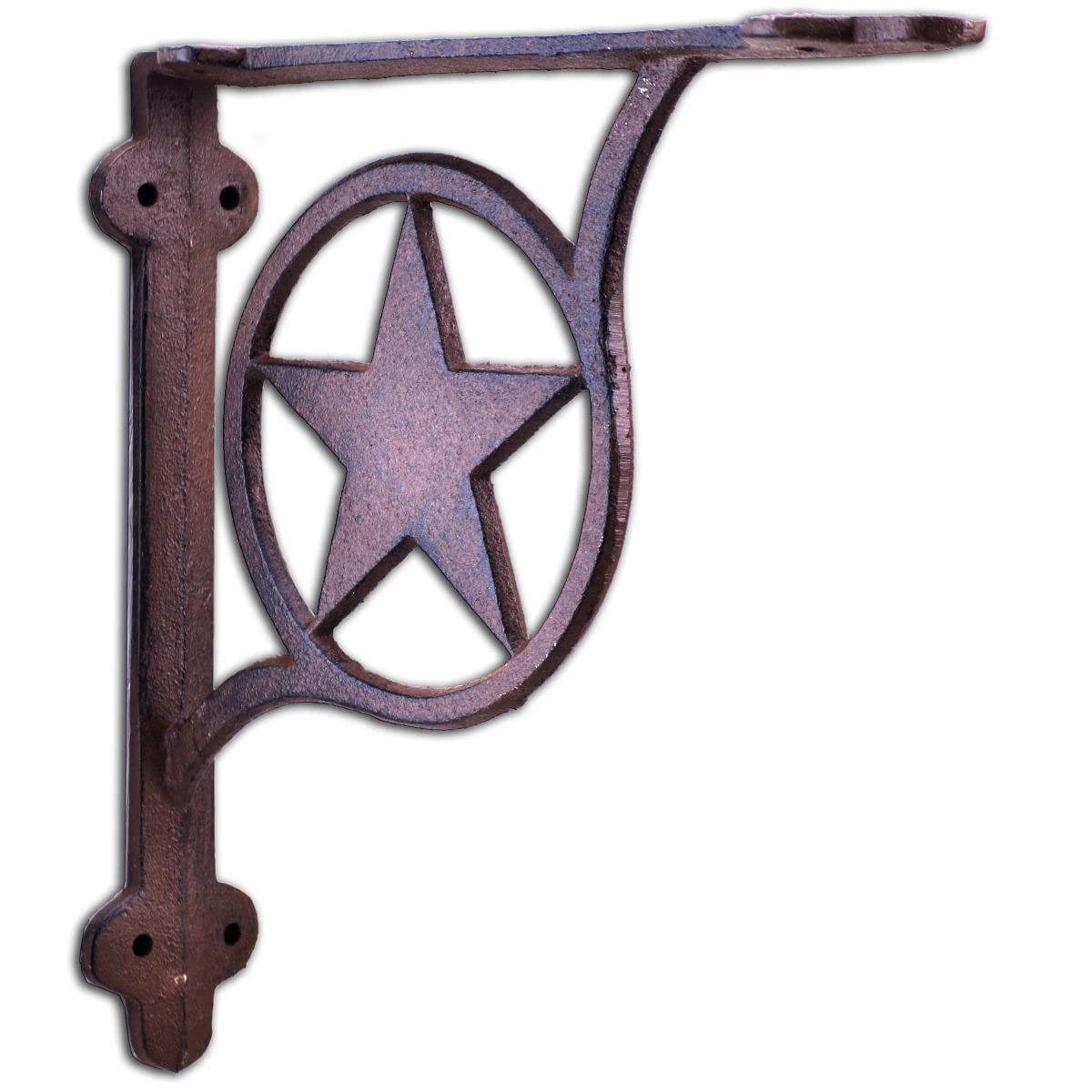 Decorative Shelf Bracket Rustic Star Rust Brown Cast Iron Brace 7.375"