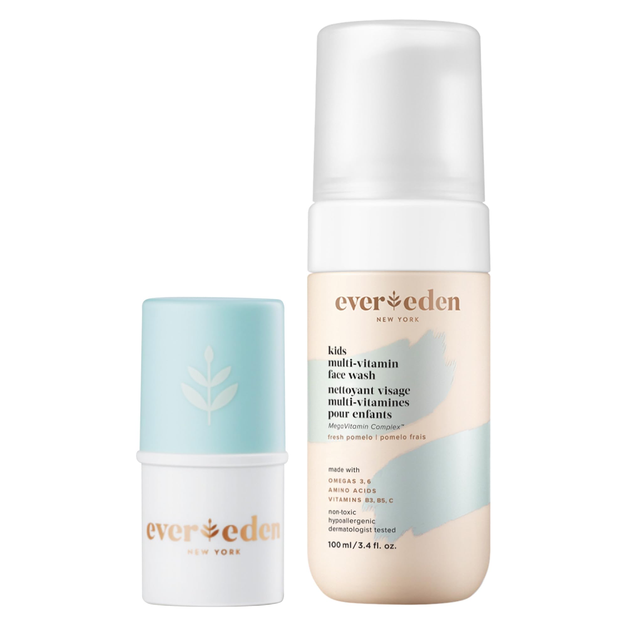 Kids Face Wash: Fresh Pomelo, 1.7 oz. & Kids Lip Balm, 0.13 oz | Clean and Non-Toxic Kids Products | Multi-Vitamin Skin Care for Kids