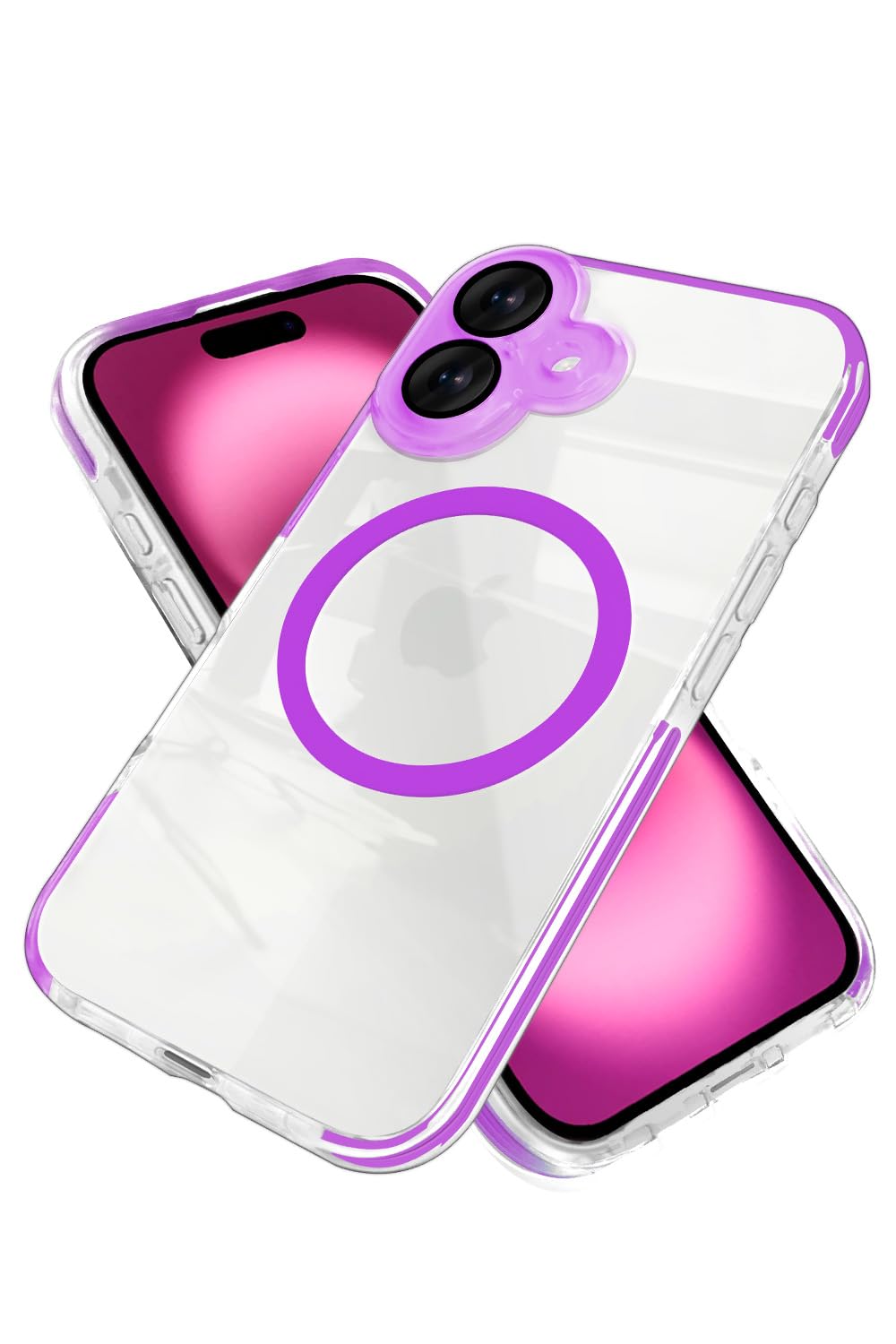 Sizkawil Re iPhone 16 Case, MagSafe Compatible, Clear Lens Protection Cover, Wireless Charging, Shockproof, Hybrid 10, Smartphone Case, Pack of 1, Dark Purple