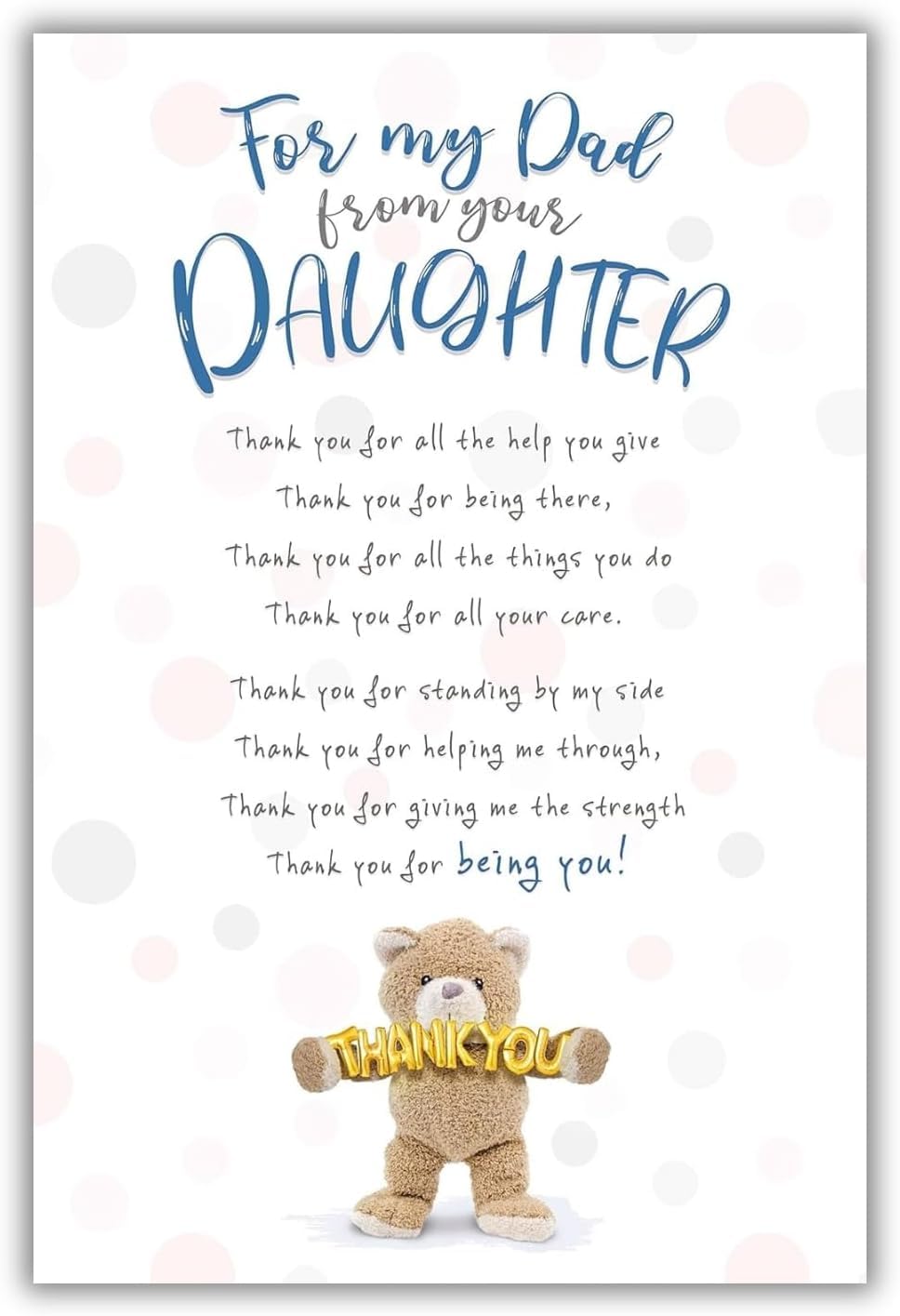Emotional Rescue Happy Father's Day Card for Dad from Daughter, Thank You Card for Dad Day, Vibrant Multi Coloured Design for Daddy, Grandad, Stepdad, Made in UK, 23.2 x 15.8 cm