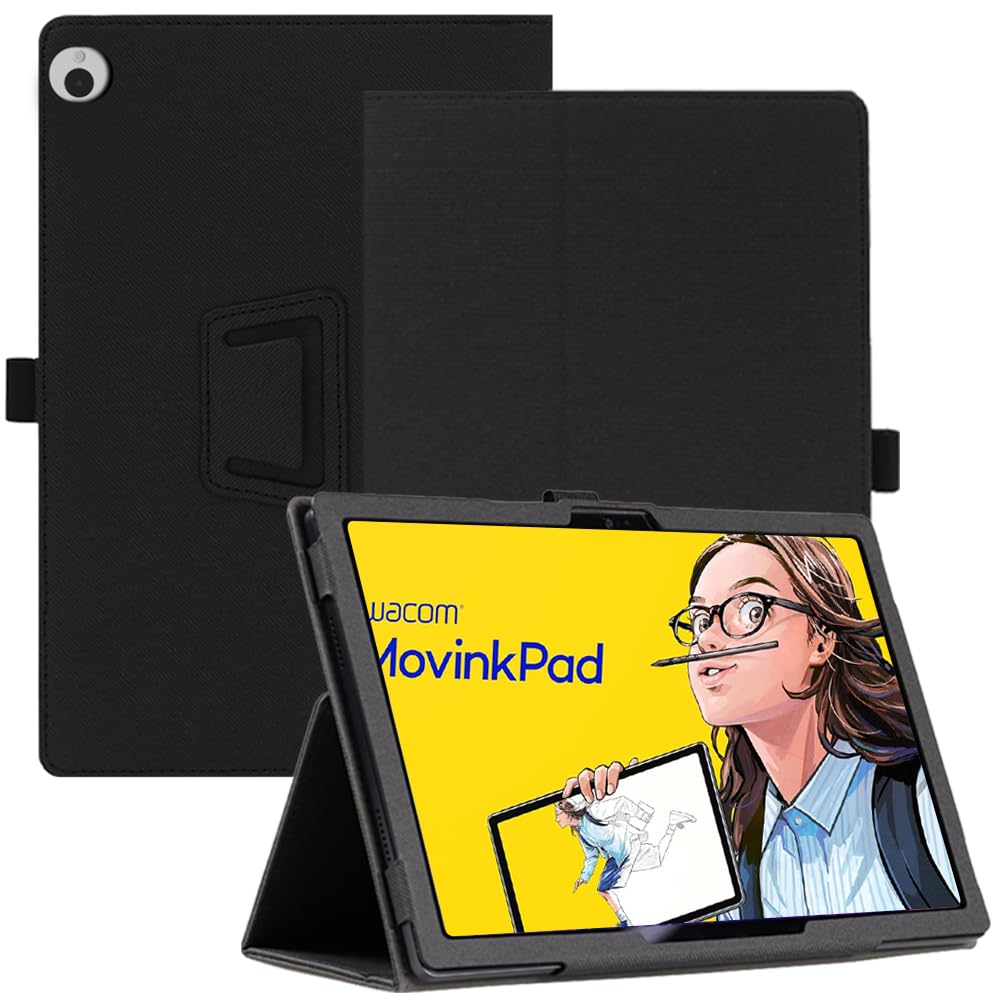 Custodia Per Wacom MovinkPad 11 (11,45”) – In Pelle PU, Con Supporto E Cinturino Da Polso, Magnetica E Antigraffio (Nero)