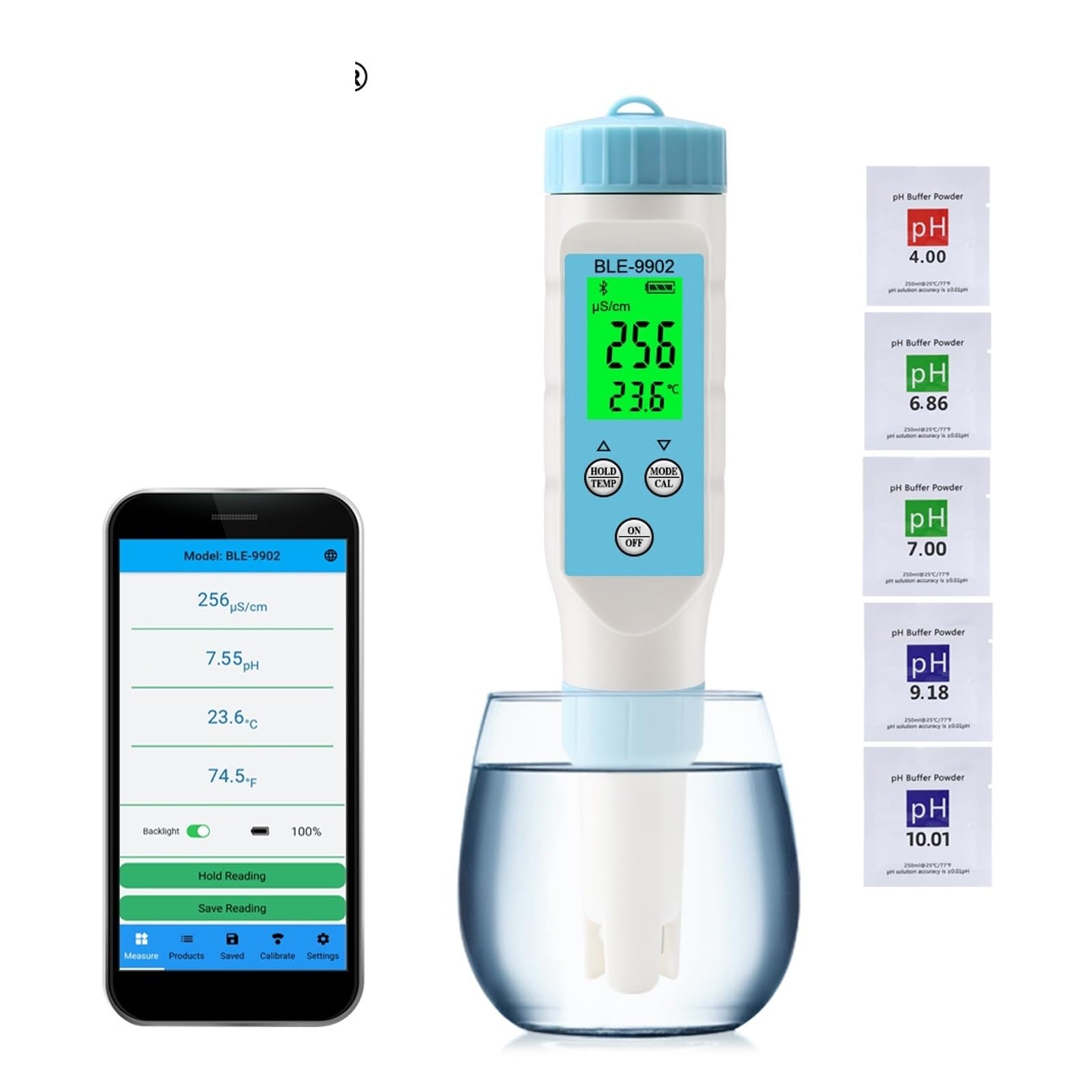Tester miernika PH, Miernik PH PH/EC/TDS/miernik temperatury aplikacja inteligentna kontrola Tester jakości wody ATC do akwariów z wodą pitną,Woda pitna, Hydroponika, SPA, Browarnictwo