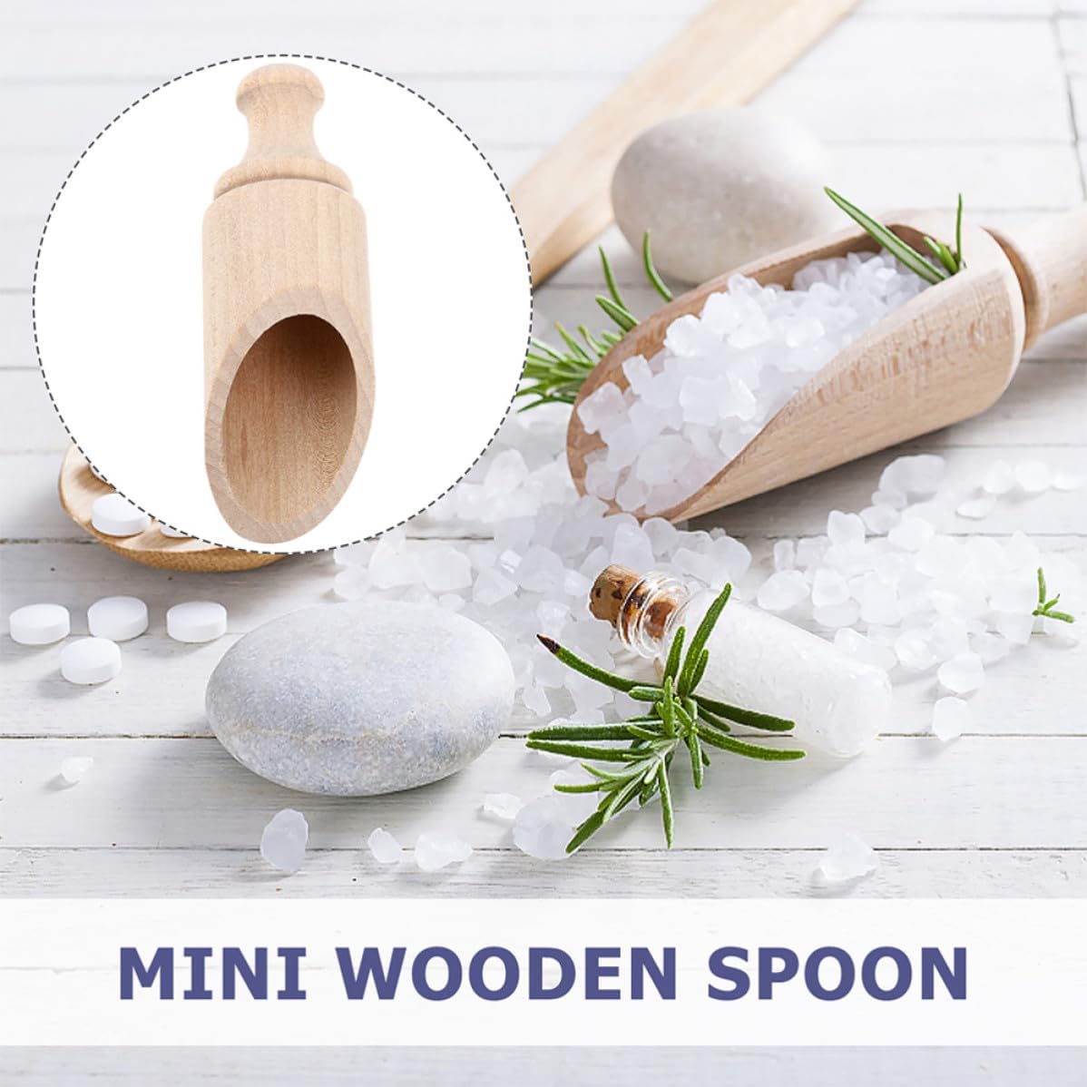 Wood Tea Scoops 4pcs Wooden Kitchen Spoons with Smooth Edges Xmas