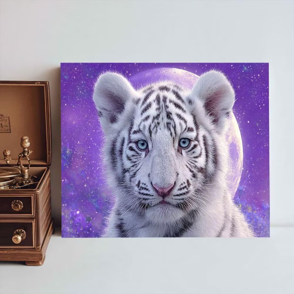 Malen Nach Zahlen Erwachsene DIY Komplettset - Hochwertige Acrylfarben & Leinwand - Entspannendes Kunsthandwerk für Anfänger & Fortgeschrittene - Ideales Home Deko - Tiger Süß Motiv (80x100cm) C-305