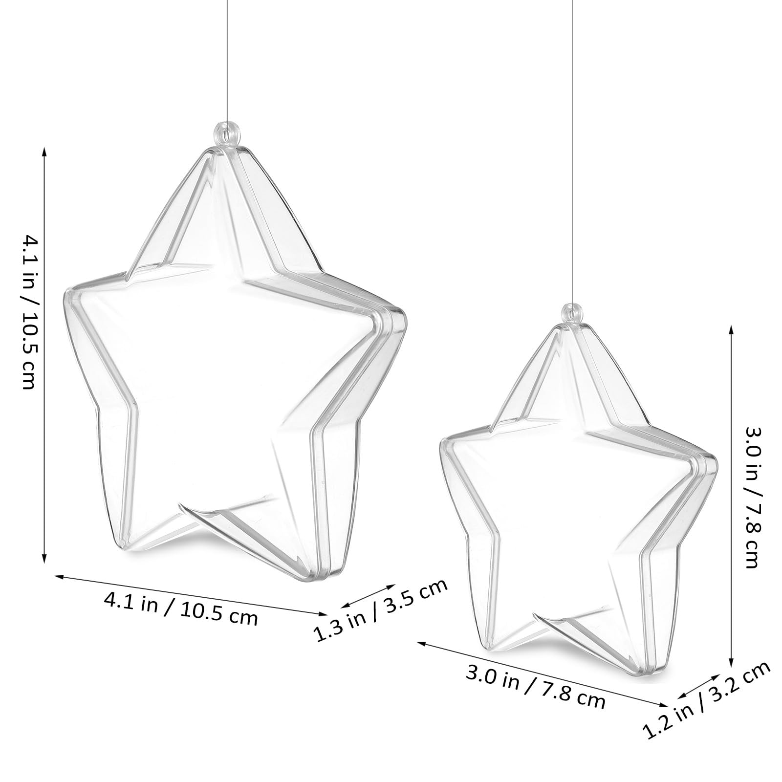 HOMSFOU Stelle Natalizie Ornamenti a Forma di Stella 20 Riempibili in Plastica Trasparente Pezzi per Decorazioni Feste e Ristoranti per Dolcetti e Piccoli Oggetti
