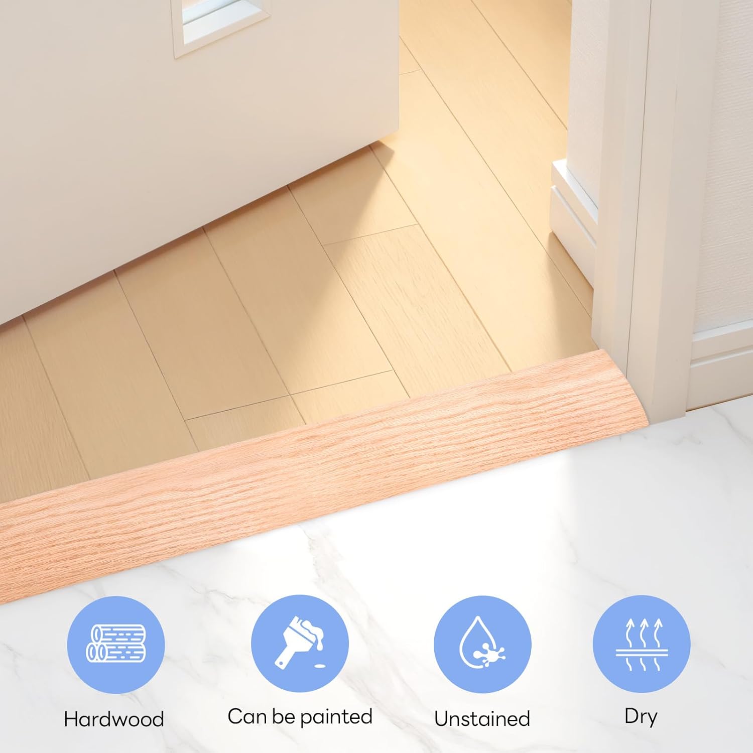 3.5"W 48" L Solid FAS1 Red Oak Floor Transition Strip, 3/4" Overlap Threshold for Doorways, Reduces Height Differences Between Carpet Tile Wood Vinyl Laminate Flooring (48" L, Unfinished)