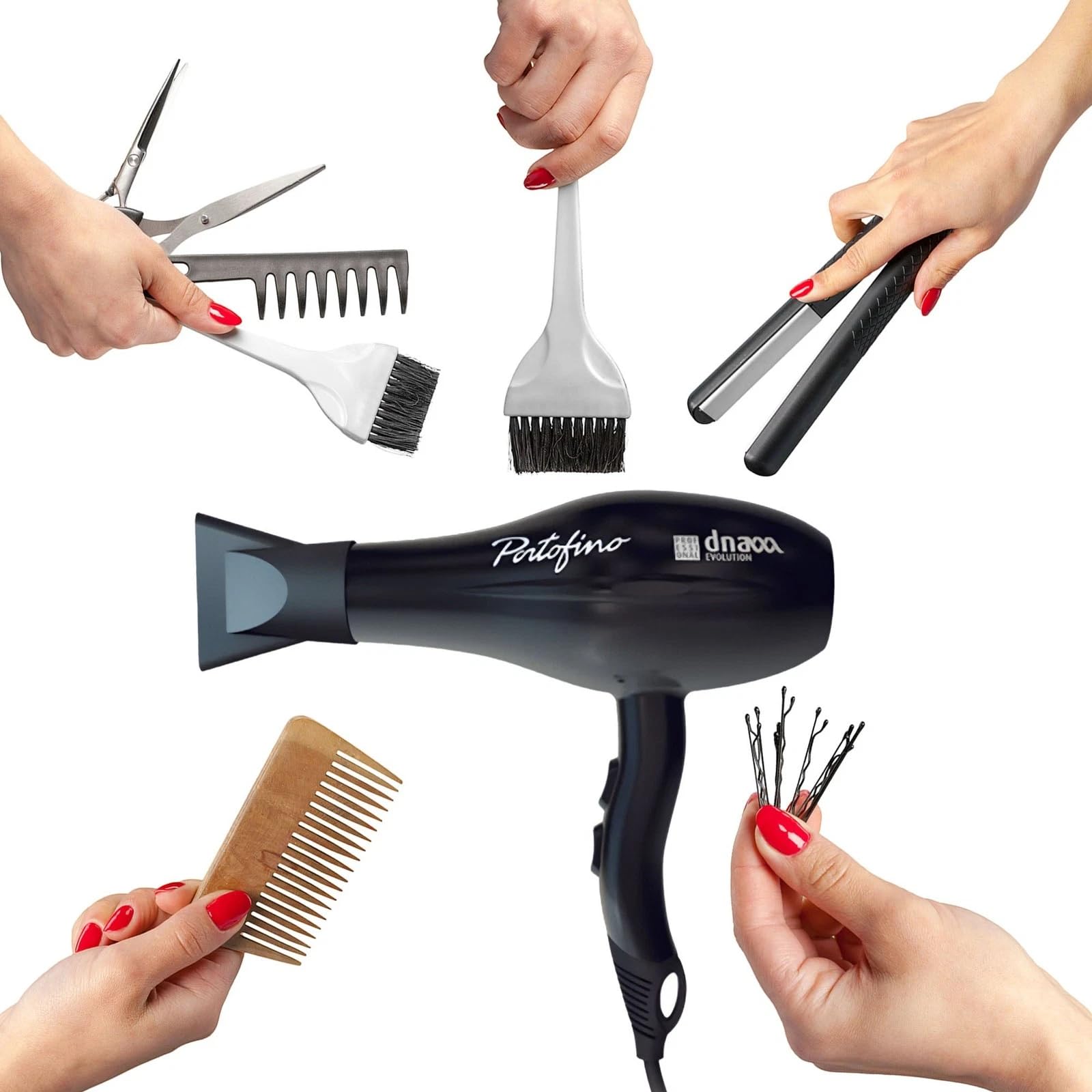 Kiepe DNA Evolution 8307 Asciugacapelli, Design leggero e compatto, Molteplici livelli di calore e velocità, Impugnatura ergonomica, Strumento di styling per l'uso quotidiano (Nero)