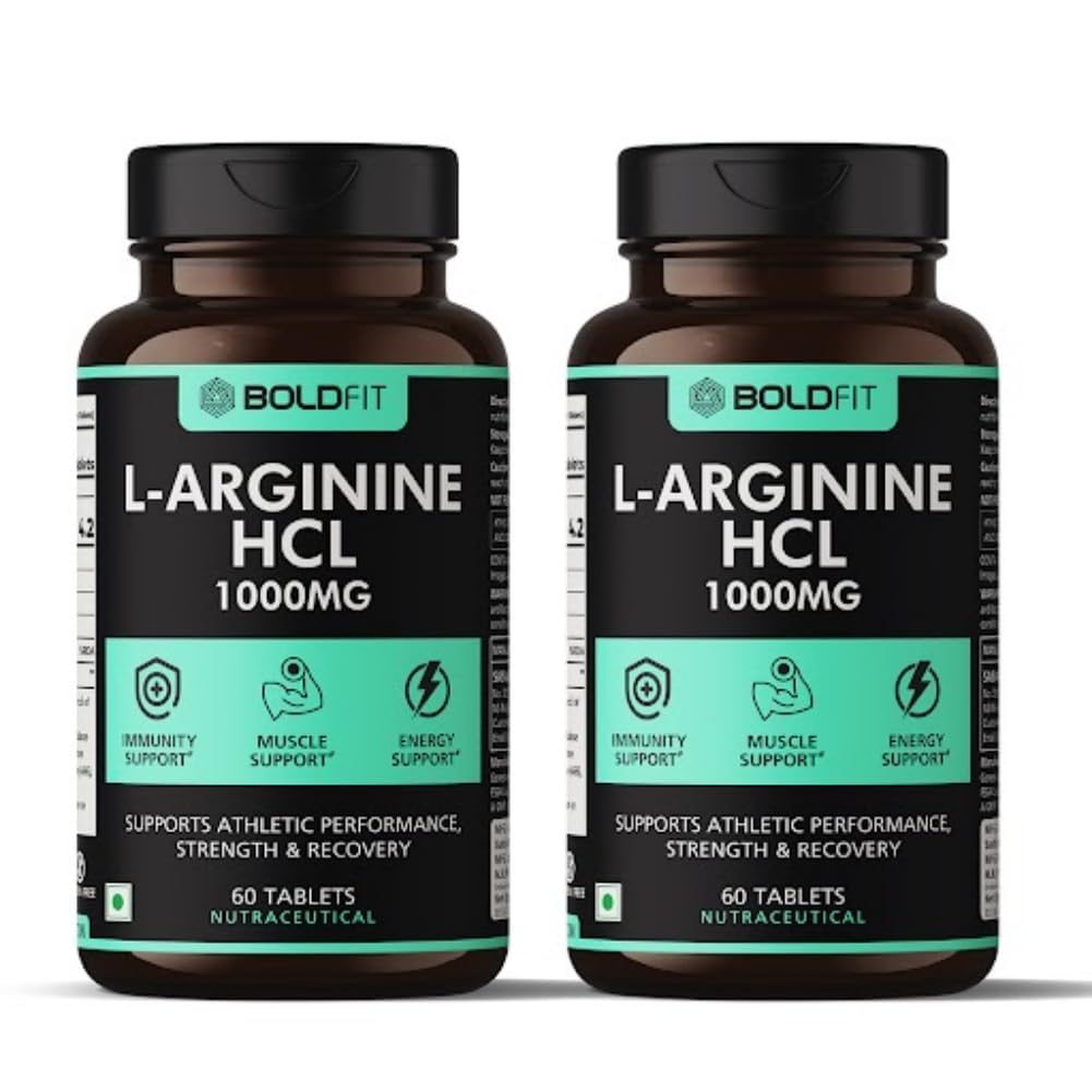 Boldfit L-arginine Tablets 1000mg With Nitric Oxide Amino Acid Made with l arginine Powder Supplement For Men And Women Supports Energy, Recovery, And Muscle Function - 120 Veg Tablets
