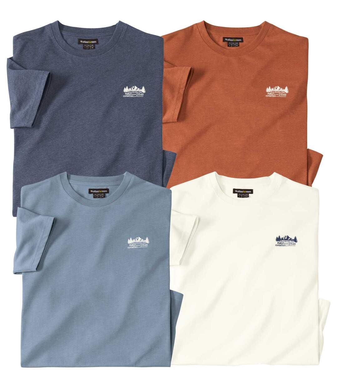 ATLAS FOR MEN - Set di 4 Magliette da Uomo - Collo Rotondo - Maniche Corte - Disponibile nelle Taglie Grandi