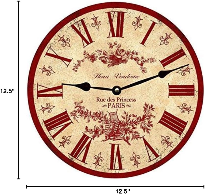 Red French Wall Clock- Paris Clock (12.5")