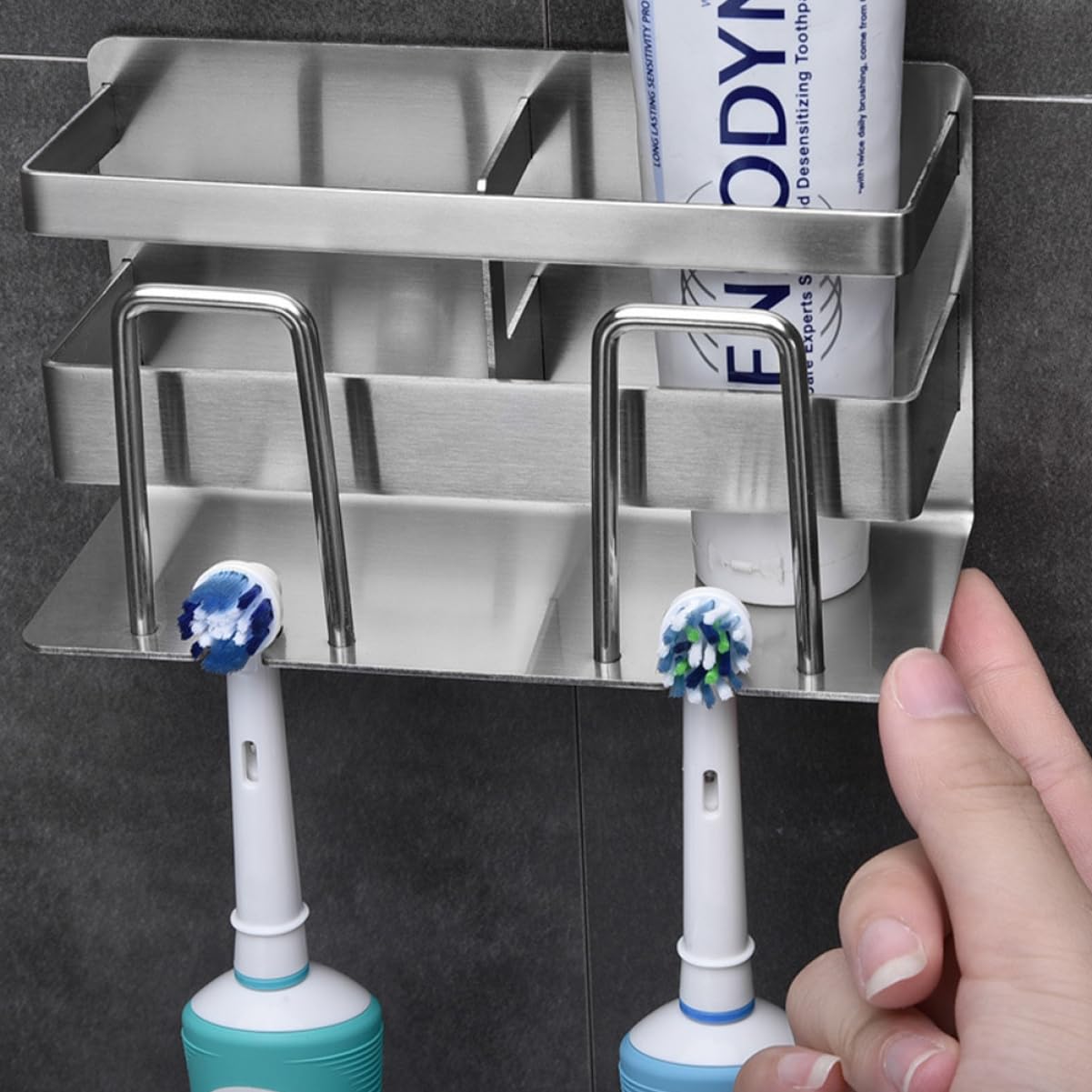 Zwei Zahnbürsten Zahnbürstenhalter Silber aus Edelstahl 304
