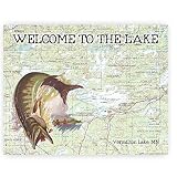 Inspirational Wall Art Co. - Vermilion Lake Minnesota - Muskie Vintage State Map Unique Gift Fisherman Bass Fishing Men Lures Fishing Quotes Posters - Print for Home Cabin Decor - 11X14 inches