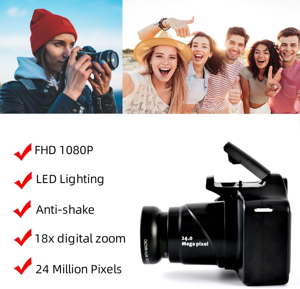 SINRAOEE 24 MP 18X High-Definition Digital 1080 FHD 3 Inch TFT LCD Screen Anti-Shake Digital Video Camera for Travel - Image 9