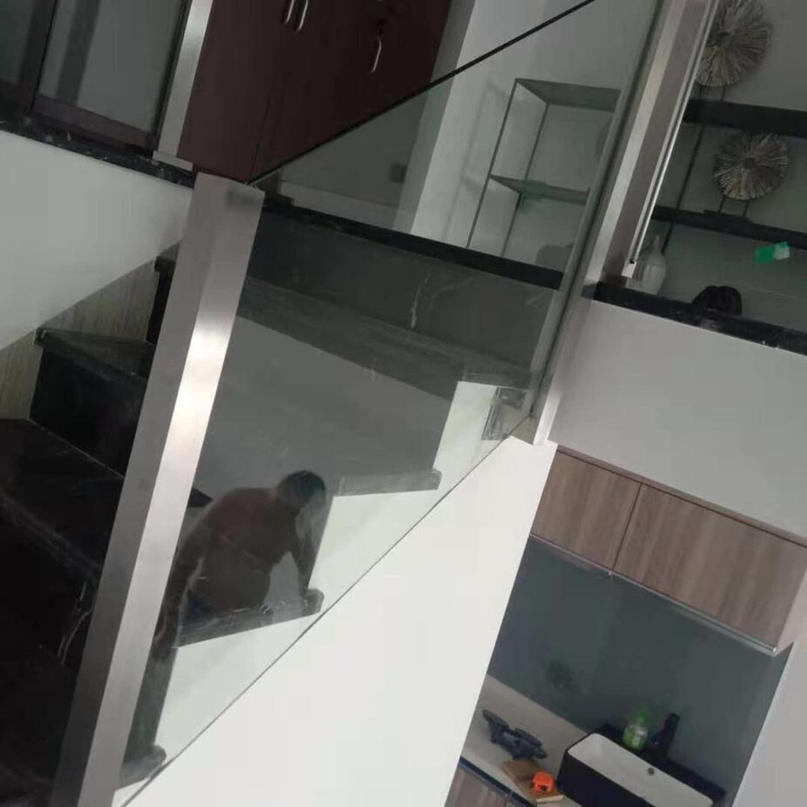 Porch Glass Fence Clamp Pole Stainless Steel Slotted Railing Fence Home Staircase Rails Column, Terrace Balcony Glass Guardrail Post Side Mount for 8-12MM Glass Panels, Square Glass Clamps ( Color : E