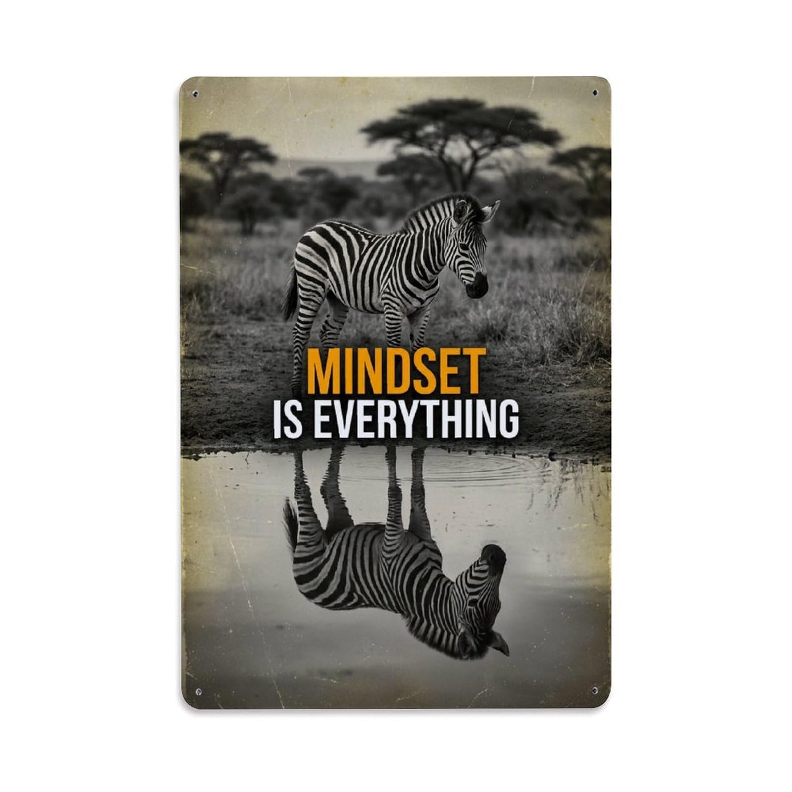 Metal Tin Sign Mindset Is Everything Animal Motivation Quote