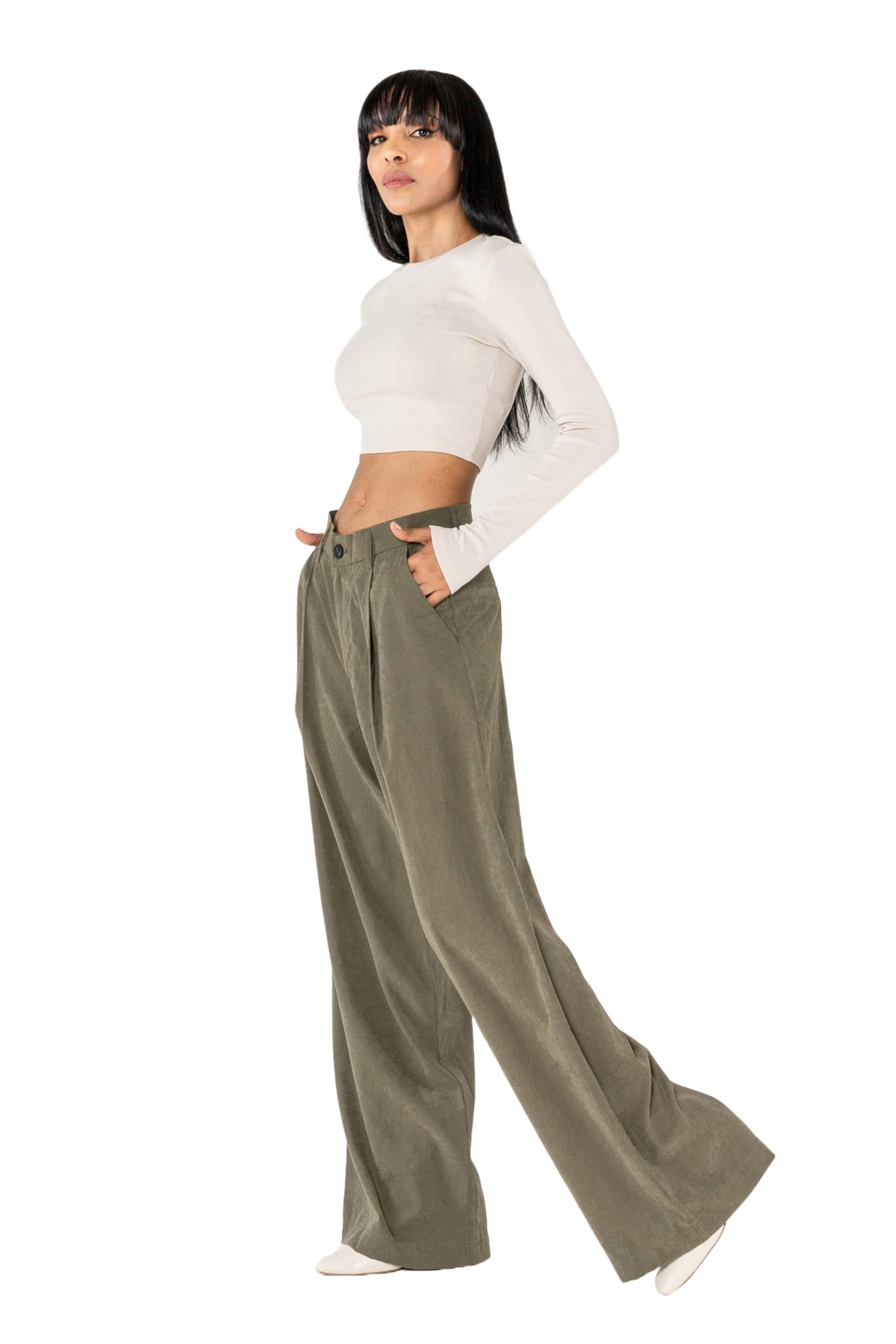 Nina Carter K901 Pantalon large élégant pour femme – Pantalon palazzo fluide en tissu léger jambe large pantalon de début de saison