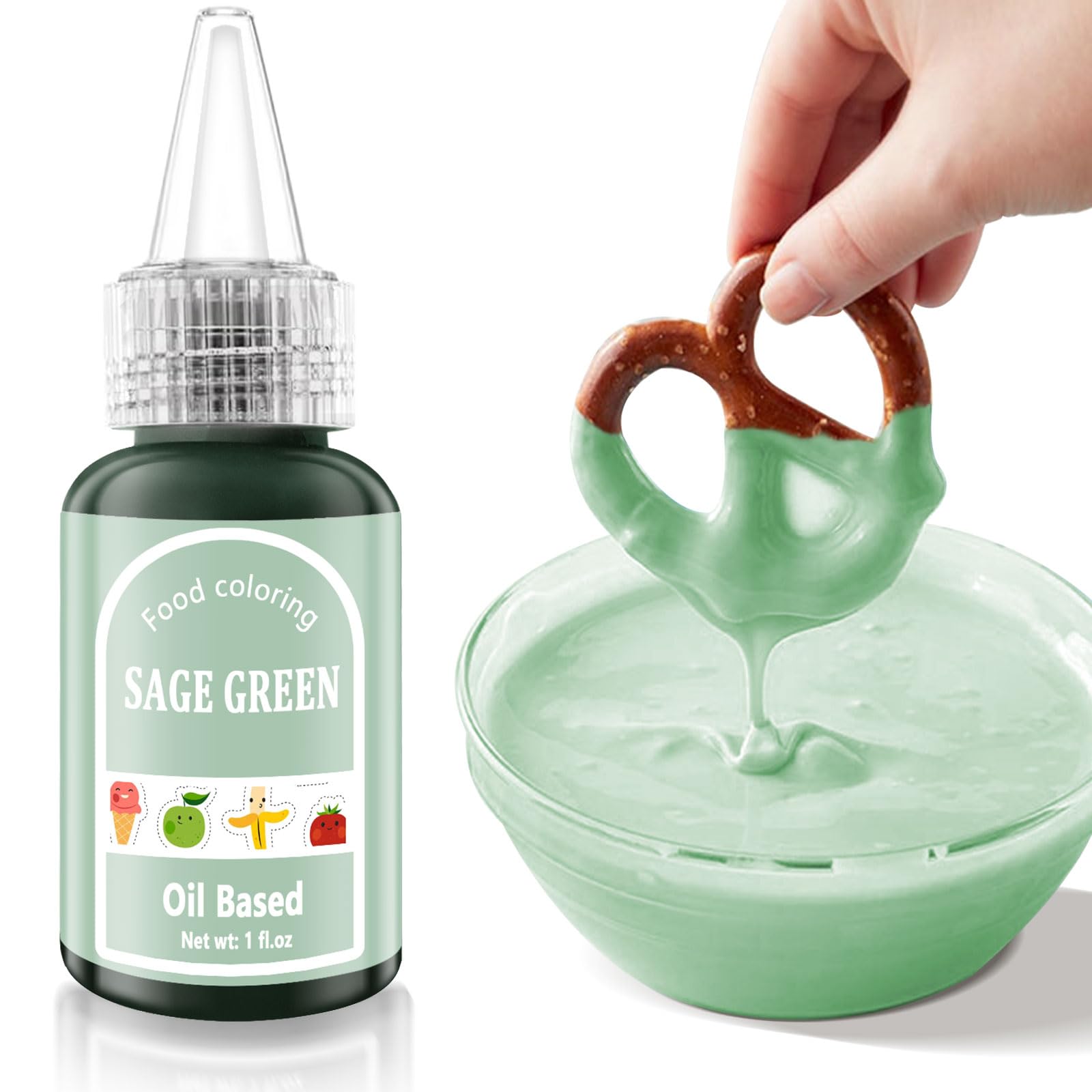 Sage Green Oil Based Food Coloring for Chocolates Melts - 30ML Tasteless Liquid Edible Oils Food Dye Candy Cookies Decorating,Vivid Oil Food Color Baking Frosting Cake Decorations,Soap,Cosmetics