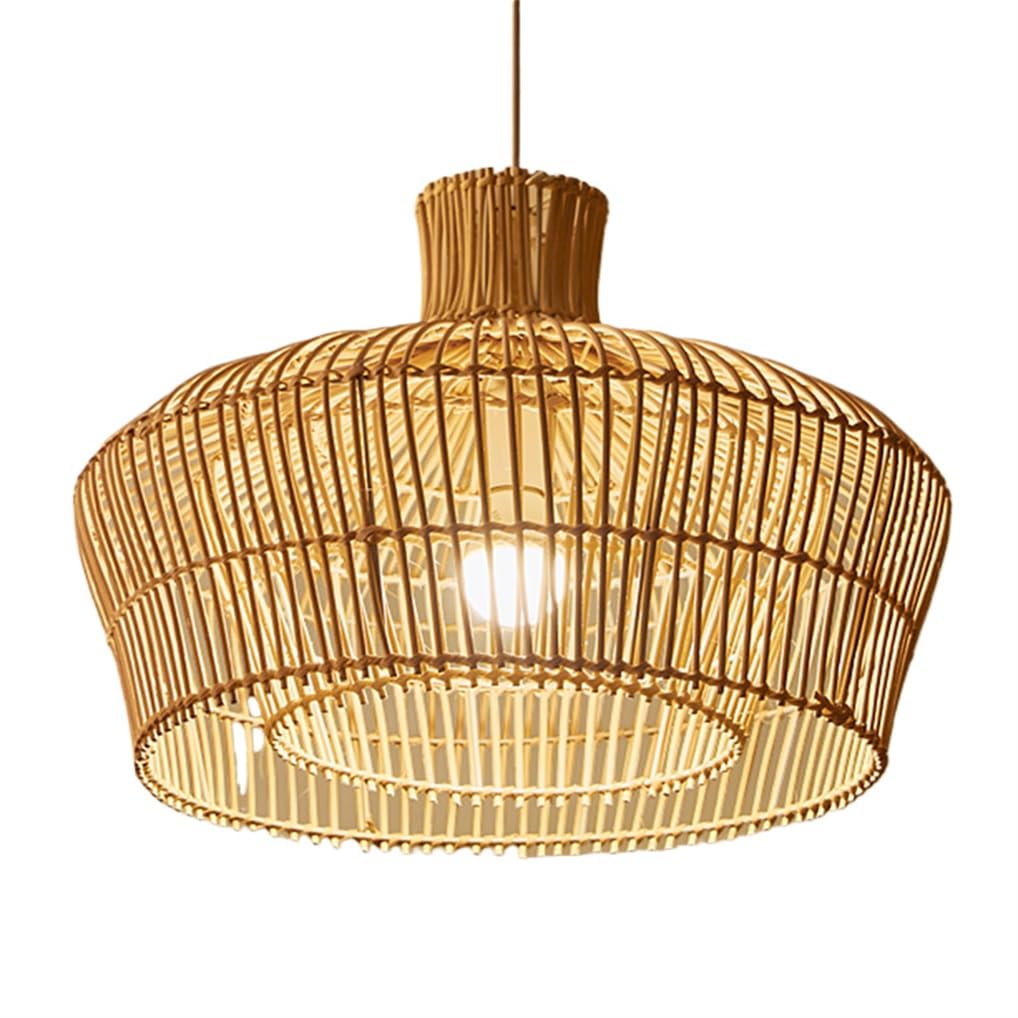 LYMSXAZOU 1-Piece Woven Rattan Chandelier Set, Height Adjustable Creative Lamp Shade Hollow Decoration Wicker Lantern Pendant Southeast Asian Style Restaurant Corridor Lighting E26