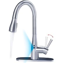 Touchless Kitchen Faucet with Pull Down Sprayer, Adjustable Water Flow, Handle Rotation 270 Degrees & Magnetic Docking Spray, Motion Sensor Kitchen Faucets for Sink 1 or 3 Hole Chromed