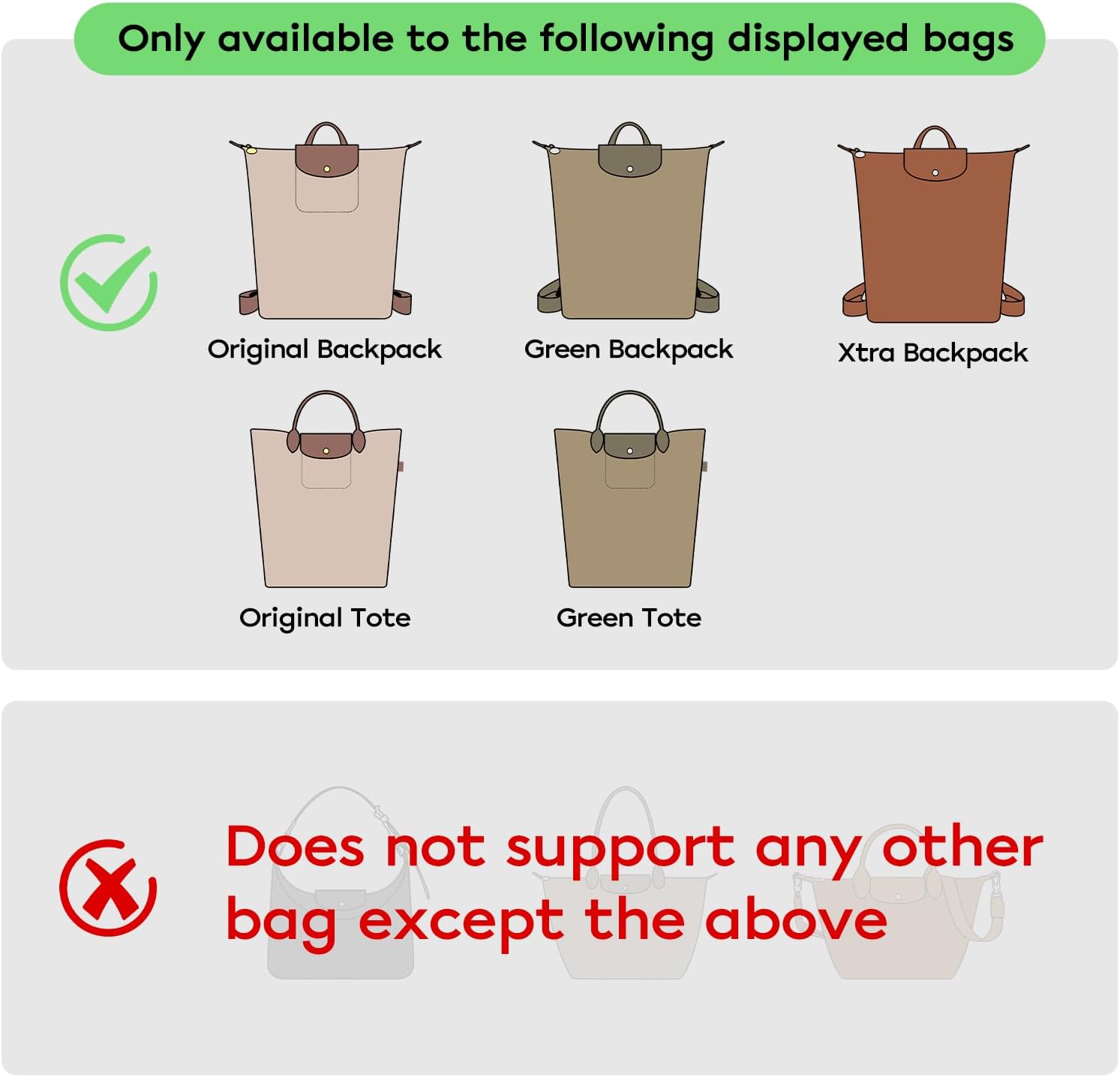 GIVLEFLY Backpack Organizer Insert & Liner with Cup Holder, fits Longchamp Le Pliage Original M Backpack, Green M, Xtra Backpack and Original M Tote, Lightweight Shaper - Image 7