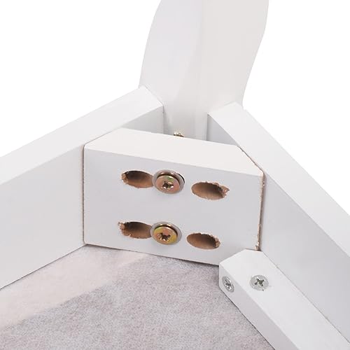 Miniatura 4 de Giantex - Juego de tocador de baño con espejo y taburete acolchado para maquillaje, con 1 cajón de madera, organizador de cosméticos, tocador y