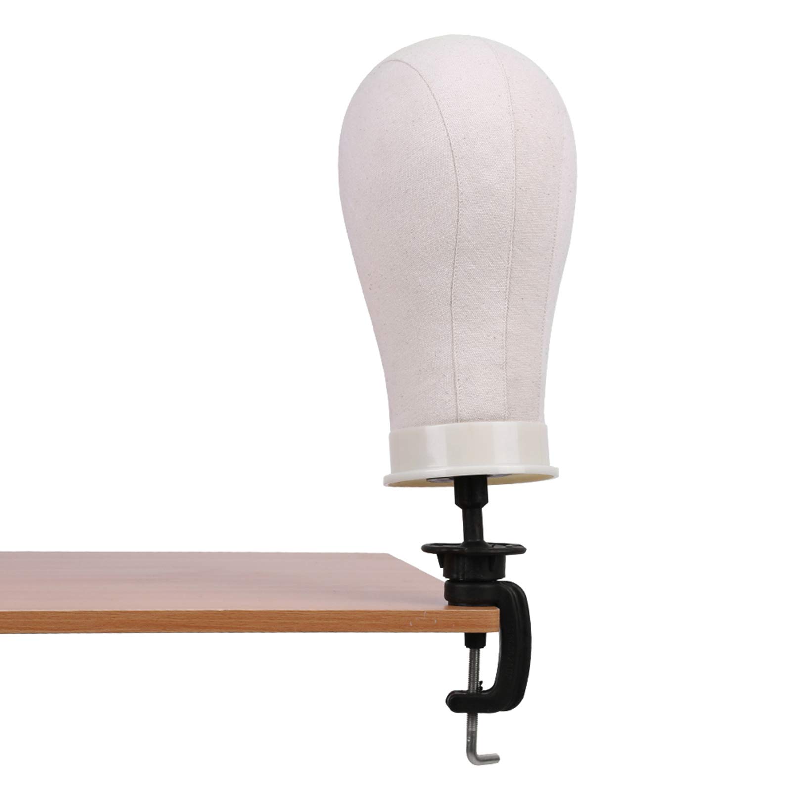 Modelo de Peluca de Cabeza de Lona para Hacer maniquí con Soporte de Abrazadera de Mesa, 3 Tamaños Opcionales, Modelo de maniquí de Exhibición de Peluca de Cabeza de (23in)