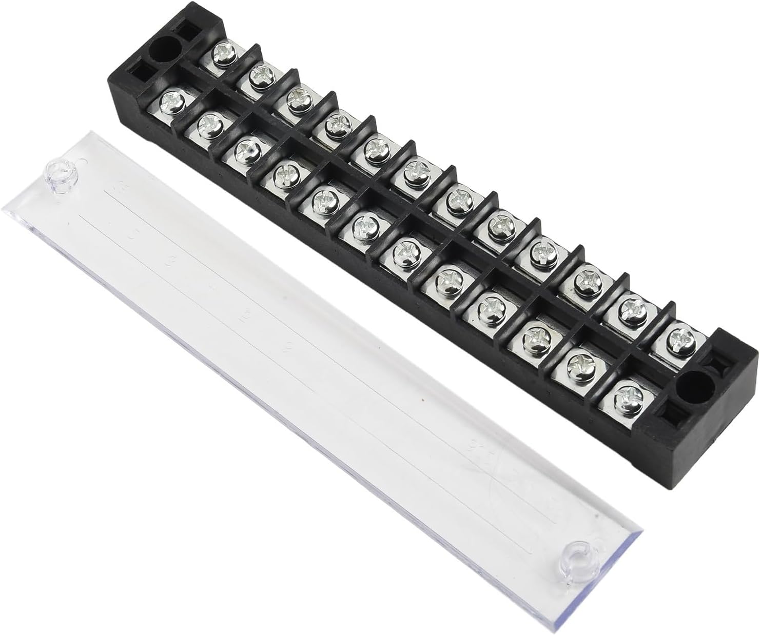 TB-2512L 12-Position Double Row Screw Terminal Block for Electrical Wiring with 25A Current Rating and 600V Voltage Capacity