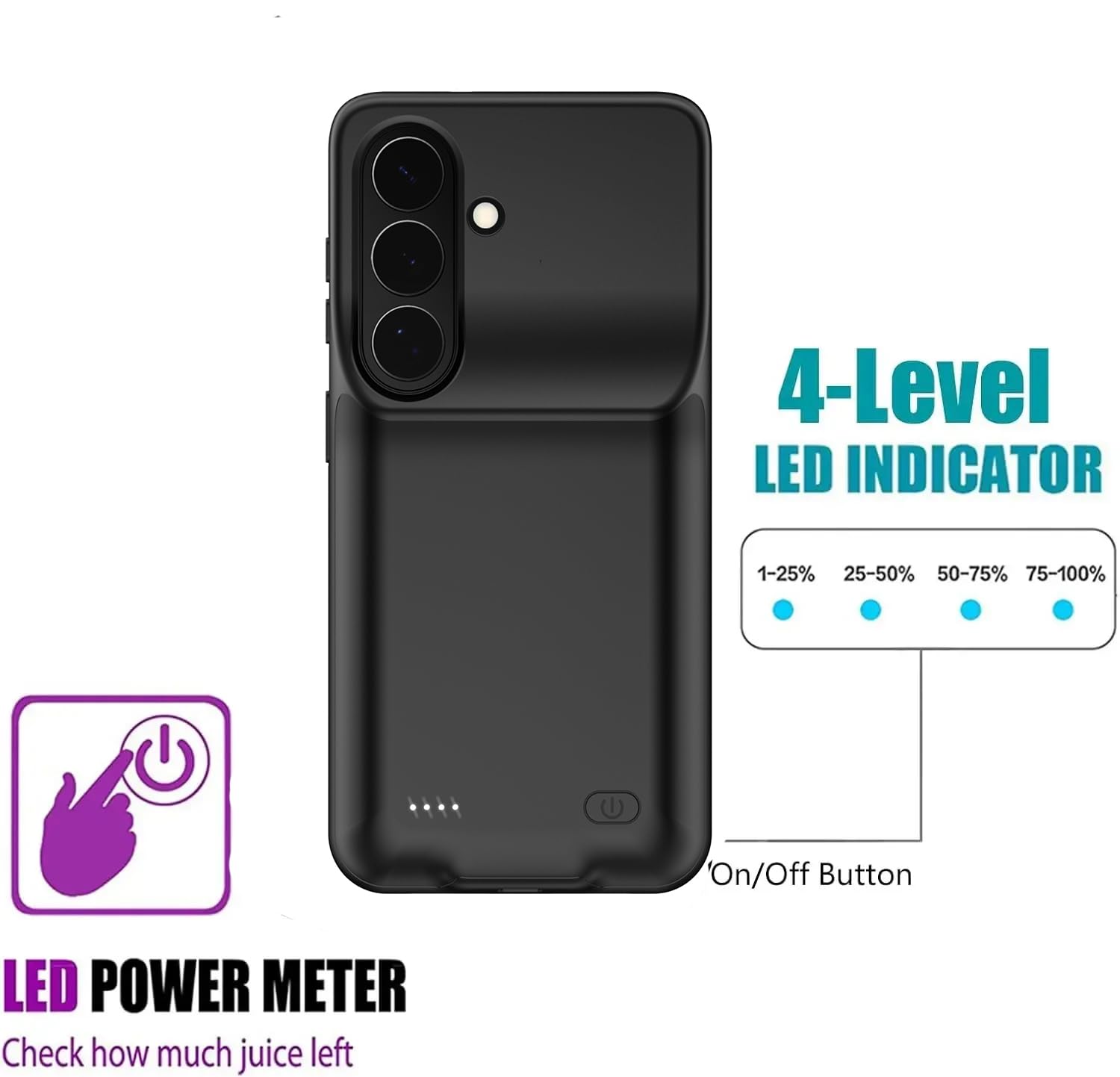 Cover a batteria per Samsung Galaxy S26 Ultra, 10000 mAh, magnetica, compatibile con ricarica wireless, custodia di protezione per caricabatterie di emergenza estesa, nero (Galaxy S26)