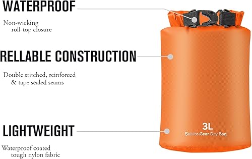 Miniatura 4 de YDYJKI Bolsa seca impermeable, paquete de 2 bolsas húmedas ultraligeras -3L5L, saco seco ligero para mantener el equipo seco para kayak, campamento,