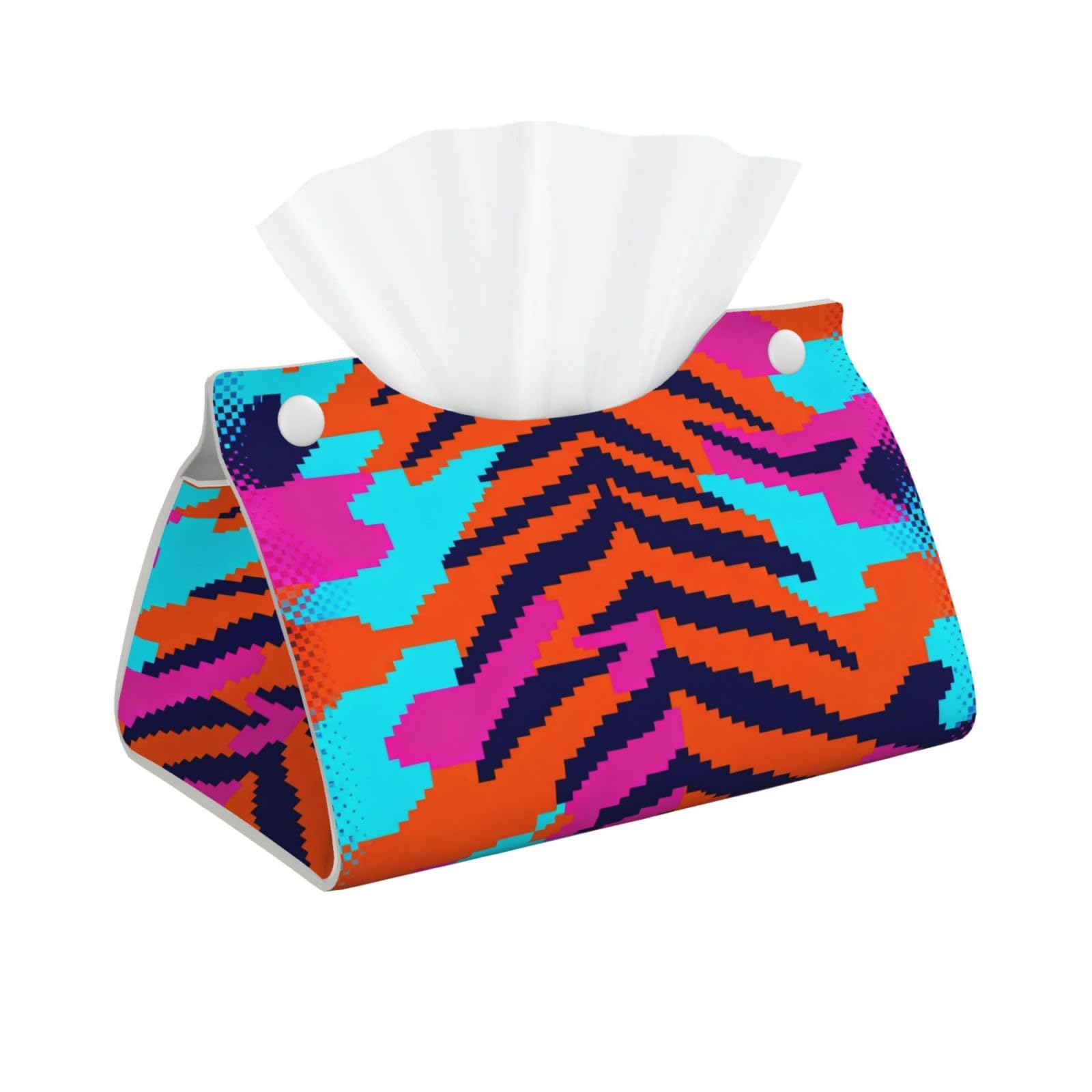Retro stripes Long Leather Tissue Box Cover-Waterproof PU Leather Tissue Holder for Bathroom, Decorative Rectangular Tissue Case