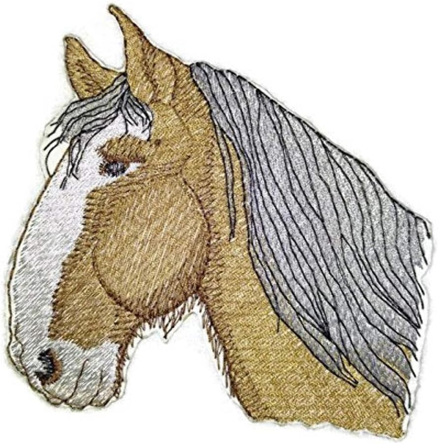 BeyondVision Custom and Unique Horse Face [Shire Horse Face] Embroidered Iron On/Sew Patch [5" x5"] Made in USA