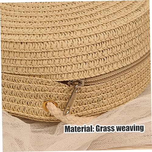 Straw Bag for Women Round 6.5in Woven Bag Single Shoulder Casual Woven Purse Zippered Solid Color Portable Lady2