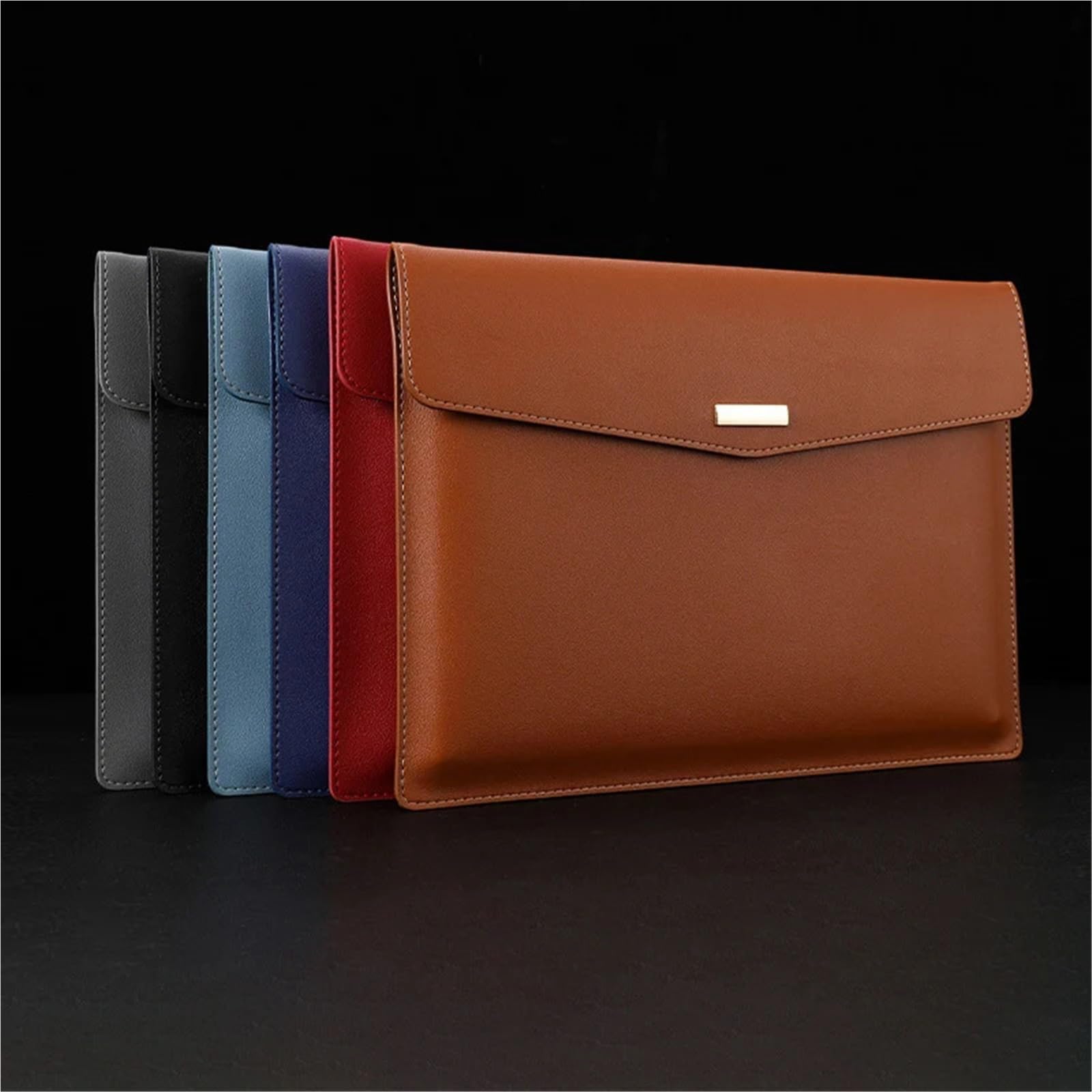 Carpeta de archivos cuero, bolsa for documentos gran capacidad, maletín negocios, fundas impermeables, organizador oficina Para Documentos(Red)