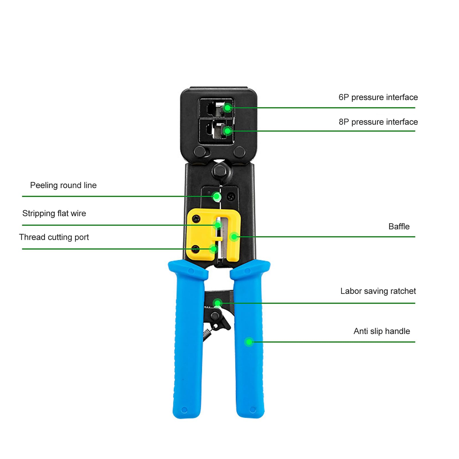 Hyuduo Kit d'outils de Sertissage RJ45, Pinces pour Câbles Réseau en Acier Robuste, Ensemble de Pinces à Sertir avec Testeur pour Câbles Ethernet et Téléphoniques