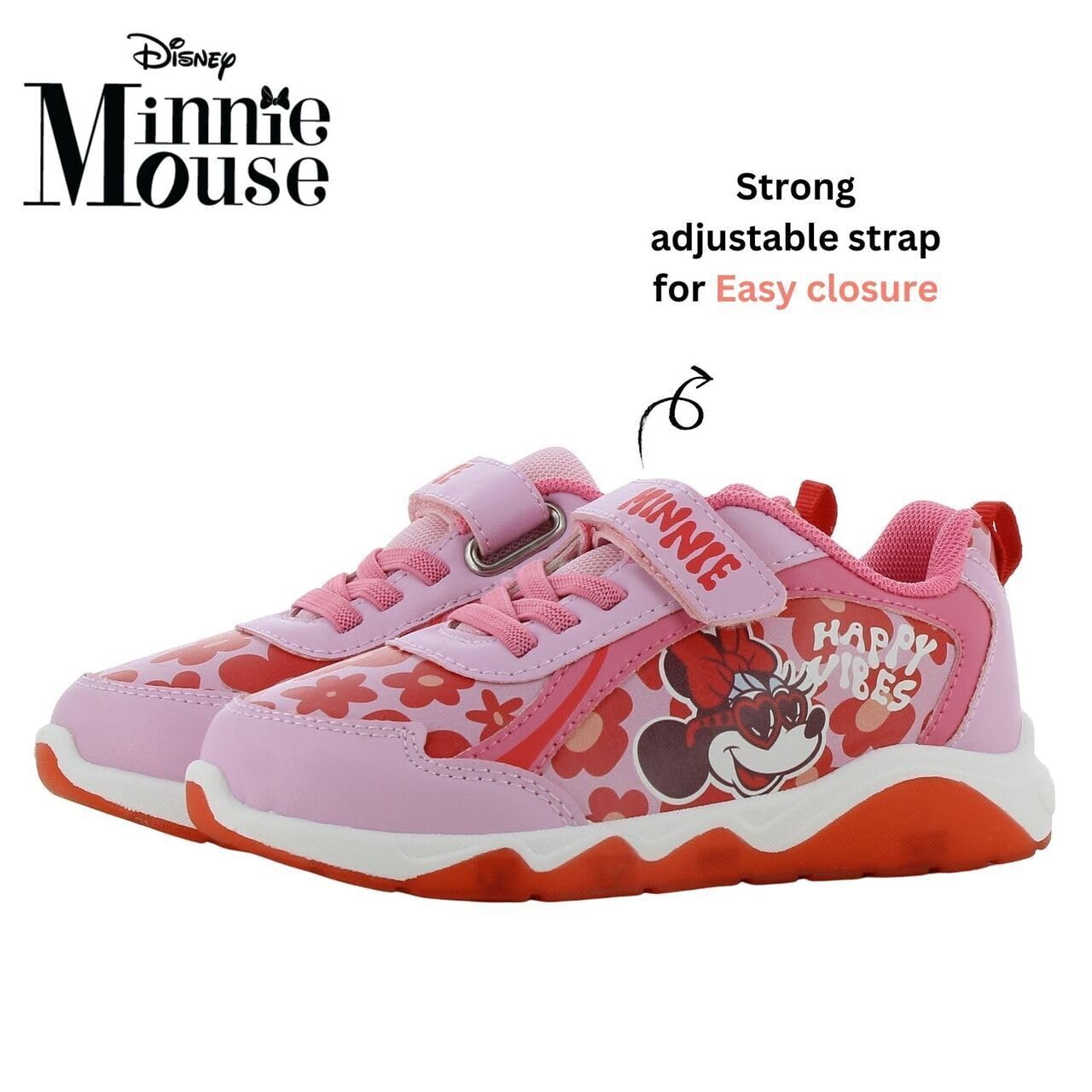 Leomil Disney Minnie Basket Enfant Fille Lumineuses | Chaussure lumineuse Fille, Lightweight EVA sole, Idéal pour l'école et les loisirs, Mickey & Friends, Cadeau pour Enfants