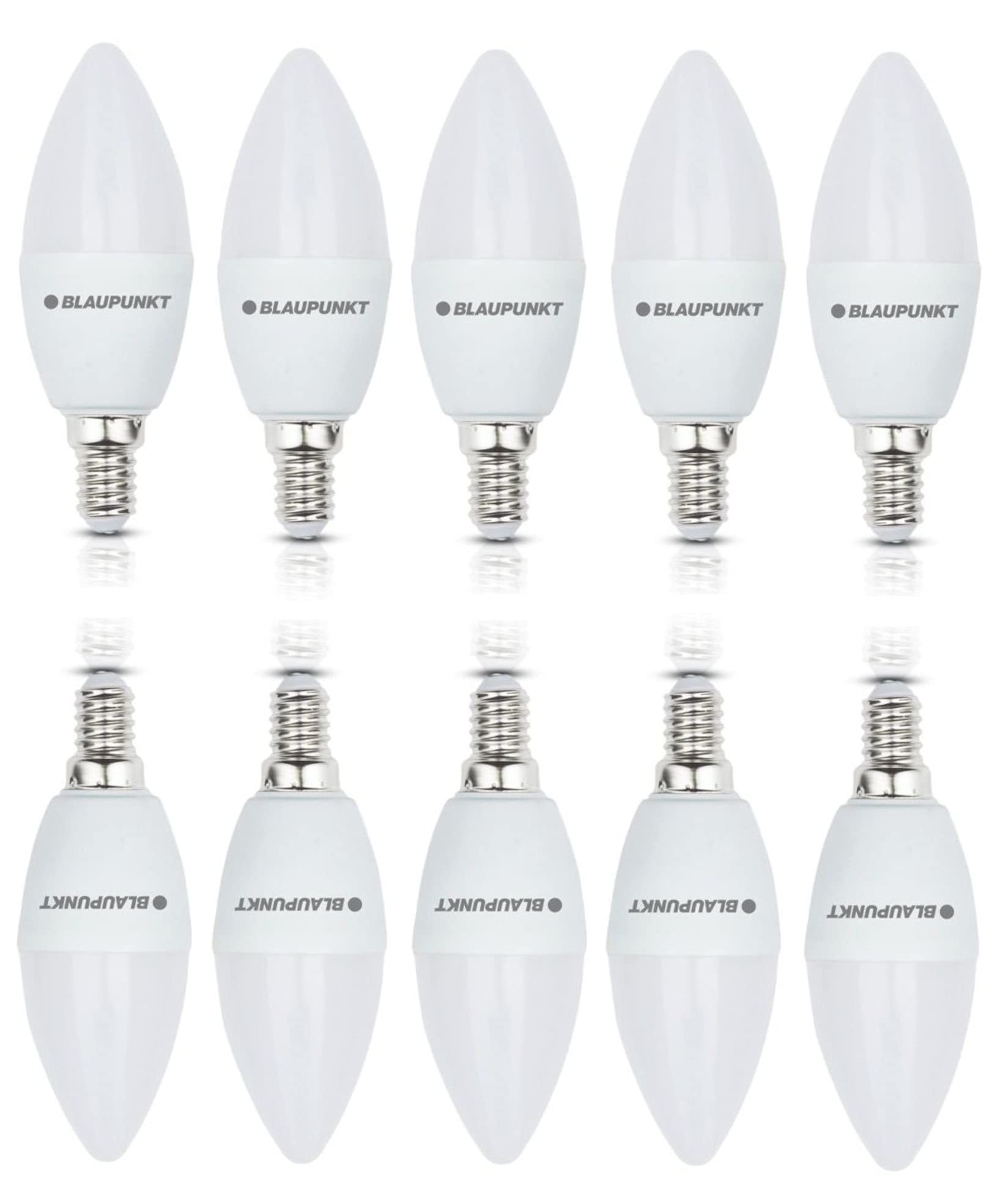 Blaupunkt LED E14 Birne – Kerze – LED-Leuchtmittel – Tageslichtbeleuchtung – 7W – Ersatz für 50W Glühbirne – Naturweiß 4000K – 680 Lumen – Energie- und Kostensparendes Licht – Led Lampen – 10-er Pack