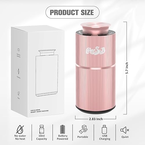 Miniatura 2 de Difusor inteligente sin agua, difusor sin agua para aceites esenciales con temporizador y 3 niveles de niebla, difusor de aceite esencial de