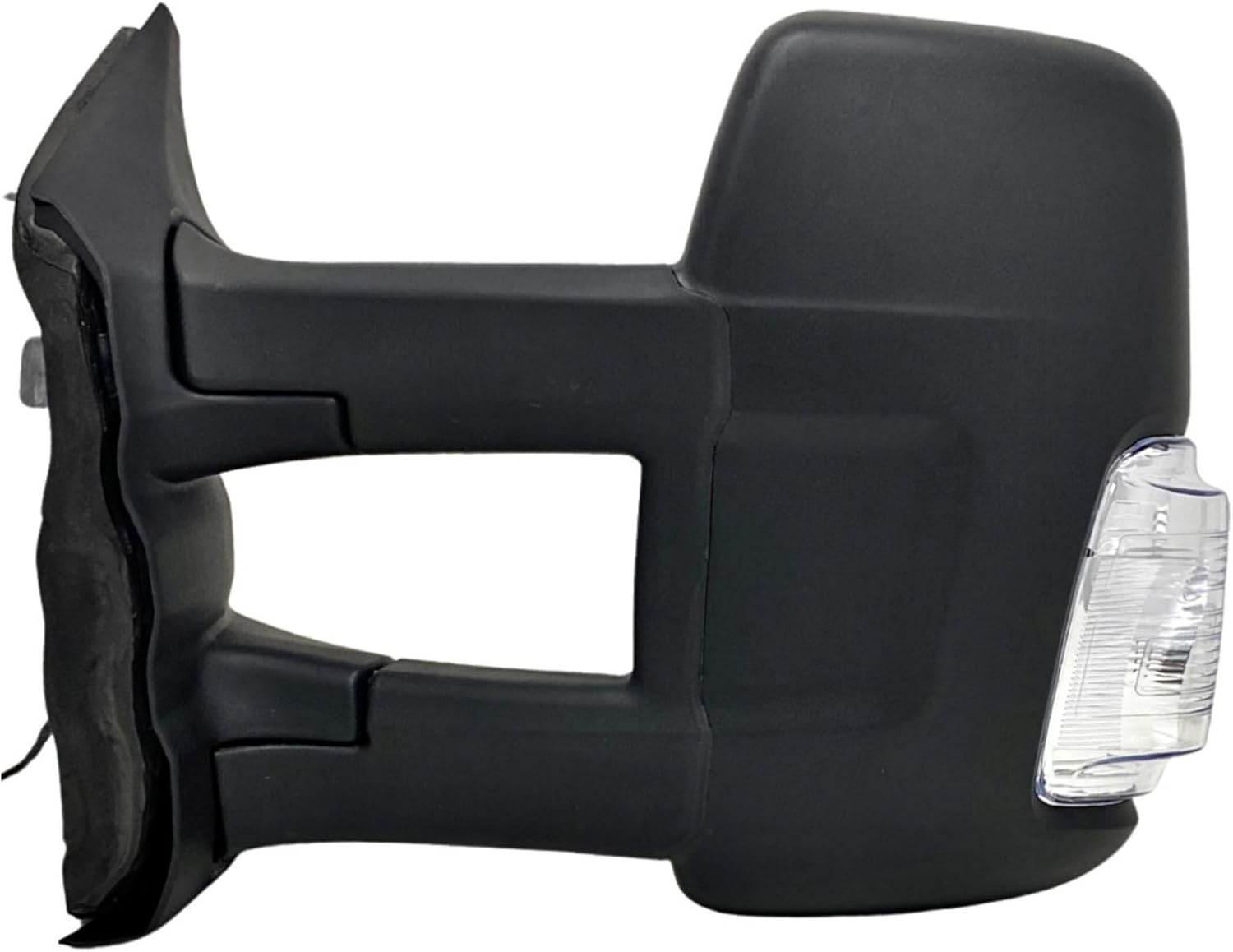 Spieg Driver Side Long Arm Mirror for 2015-2022 Ford Transit Cargo Van | Left Side View Mirror Assembly with Power Adj Heated Glass Manual Fold Turn Signal Light | Textured Cover 8 Pin Connector Driver Side w/ Turn Signal