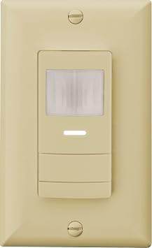 SensorSwitch Wall Mount Motion Sensor Switch, Passive Infrared Wall Switch and Occupancy Sensor and Dusk-to-Dawn Photocell, WSX Series, Single Relay, Ivory