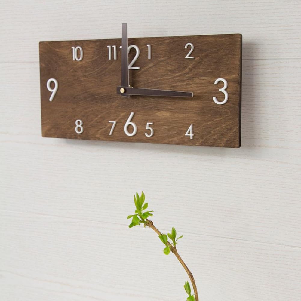 Reloj de pared de madera de 16 pulgadas, silencioso, sin tictac, retro, creativo, rectangular, reloj de pared de madera para sala de estar, cocina, dormitorio, escuela, hotel, decoración