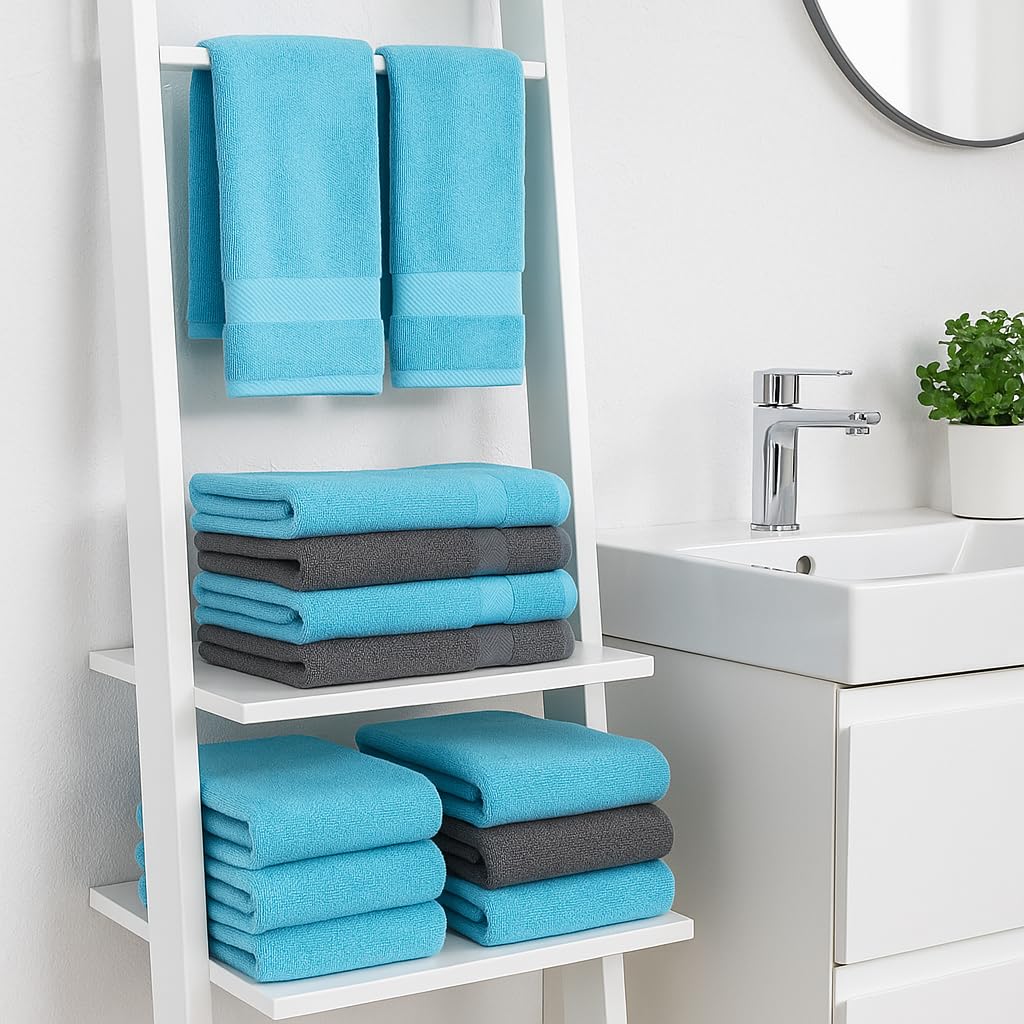 Betz Premium Handtuch-Set 10-teilig 100% Baumwolle Oeko-TEX Zertifiziert 470g/m² Türkis Anthrazit