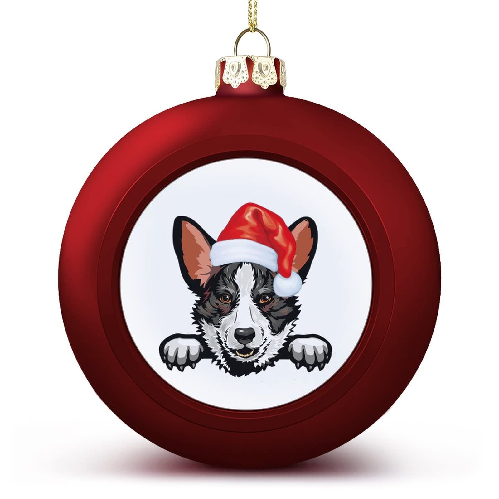 Yelolyio Cardigan Welsh Corgi Ball Ornament Merry Christmas Dog Wearing Christmas Hat Hanging Ornaments Keepsake Souvenir Christmas Tree Seasonal Holiday Decoration