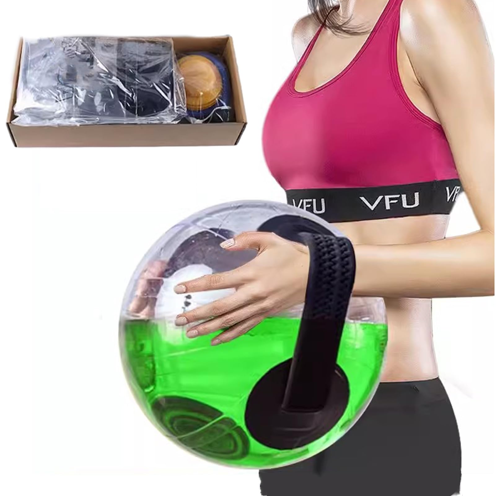 Fitness Weights Water Bag Sphere, Flexible Power Training Bags Lifting Sandbag for Yoga/Squats/Speed, Portable Clear Running Workout Tool with Pump