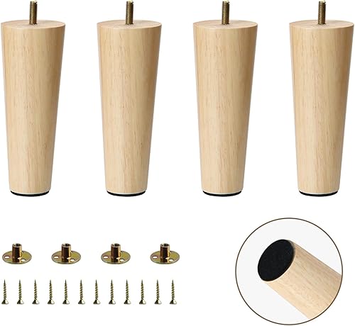 Juego de 4 patas de madera para muebles de 8 pulgadas, patas oblicuas para mesa de café, patas de sofá resistentes y resistentes, patas de