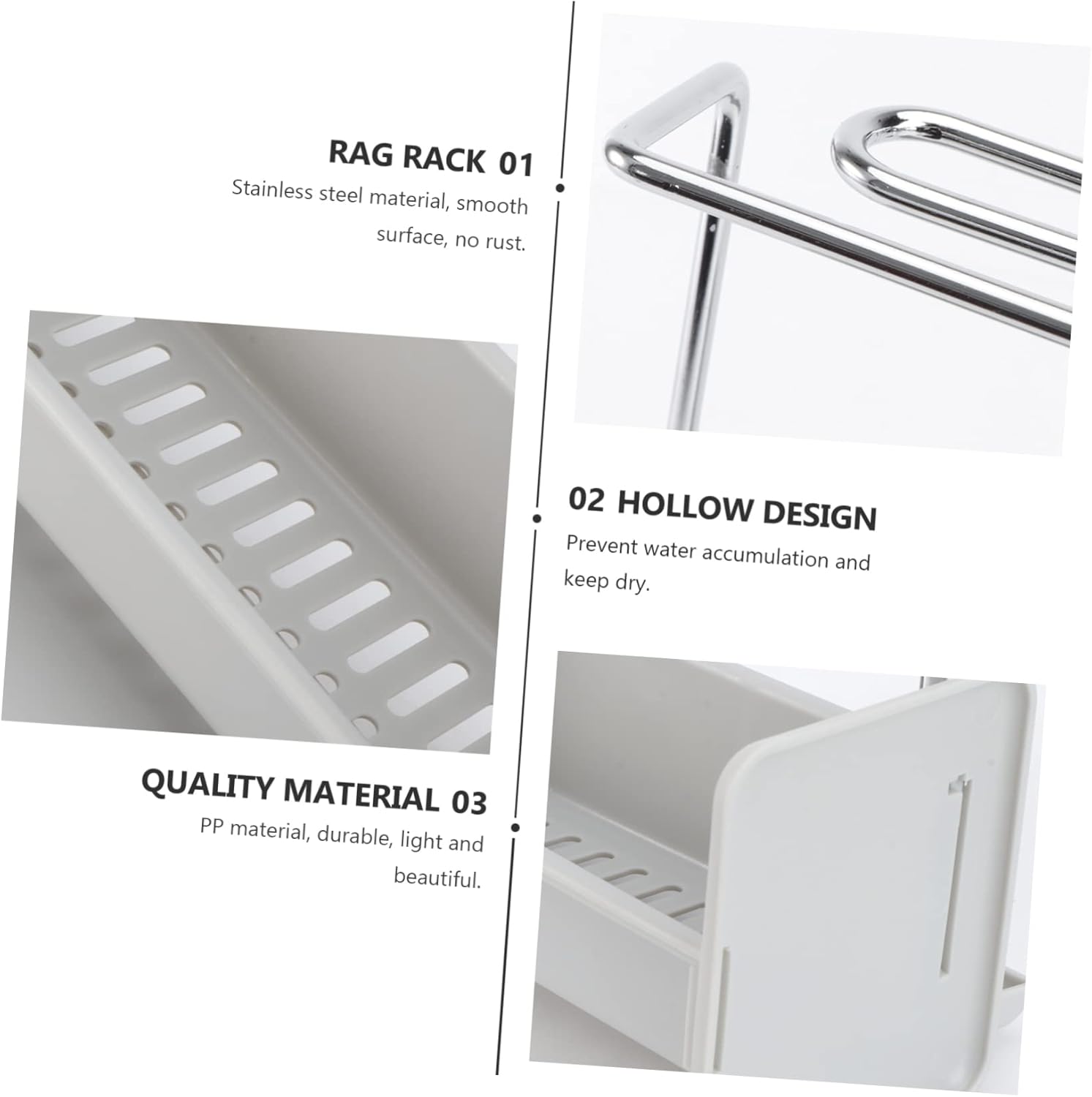 SECFOU Kitchen Sink Rack No-Punching Draining Rack for Kitchen Accessories Stylish Sponge Holder with Drain Pan Space-Saving Storage Shelf for Household Use