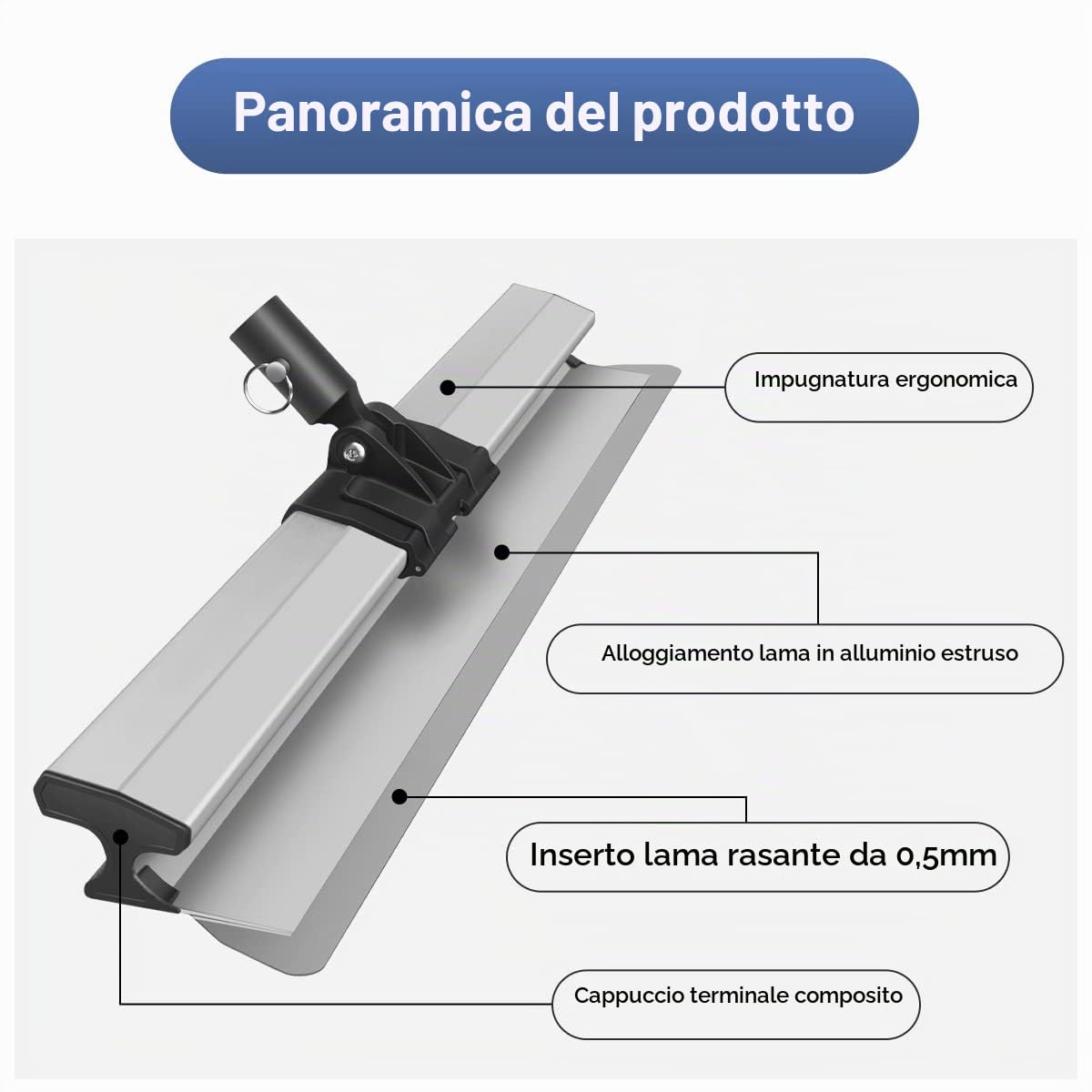 Spatola Stucco Kit con Pale Sostituibili e Maniglia di Estensione | Spatola di Finitura Kit con Maniglia di Estensione,Raschietto Professionale per Cartongesso per il Livellamento del Profilo